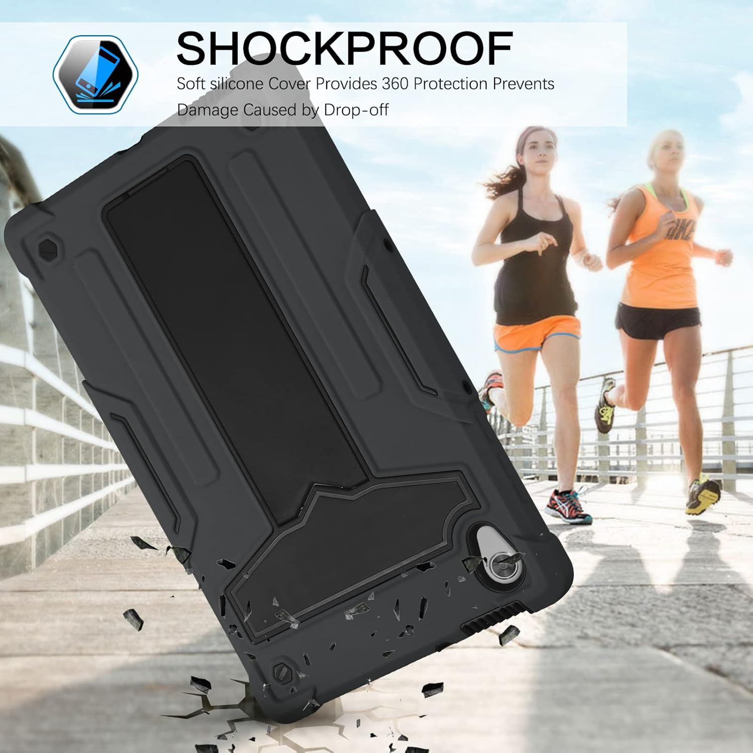 DUEDUE Lenovo Tab M10 HD Case-Kickstand Heavy Duty Cover Shockproof Full Body Protective Tablet Case for Lenovo Tab M10 HD 2nd Gen 10.1 Inch 2020(TB-X306X/TB-X306F), Black - Image 5