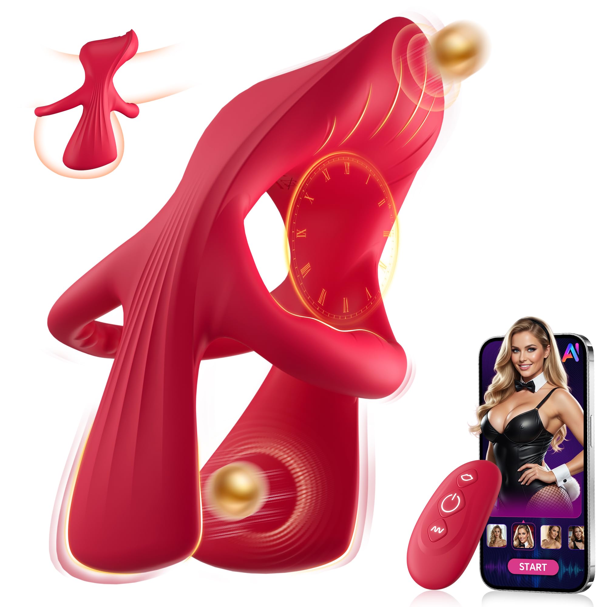 Vibrating Cock Ring Couple Sex Toy Silicone Male Penis Ring Vibrator with Smart AI App Remote 3 Motors