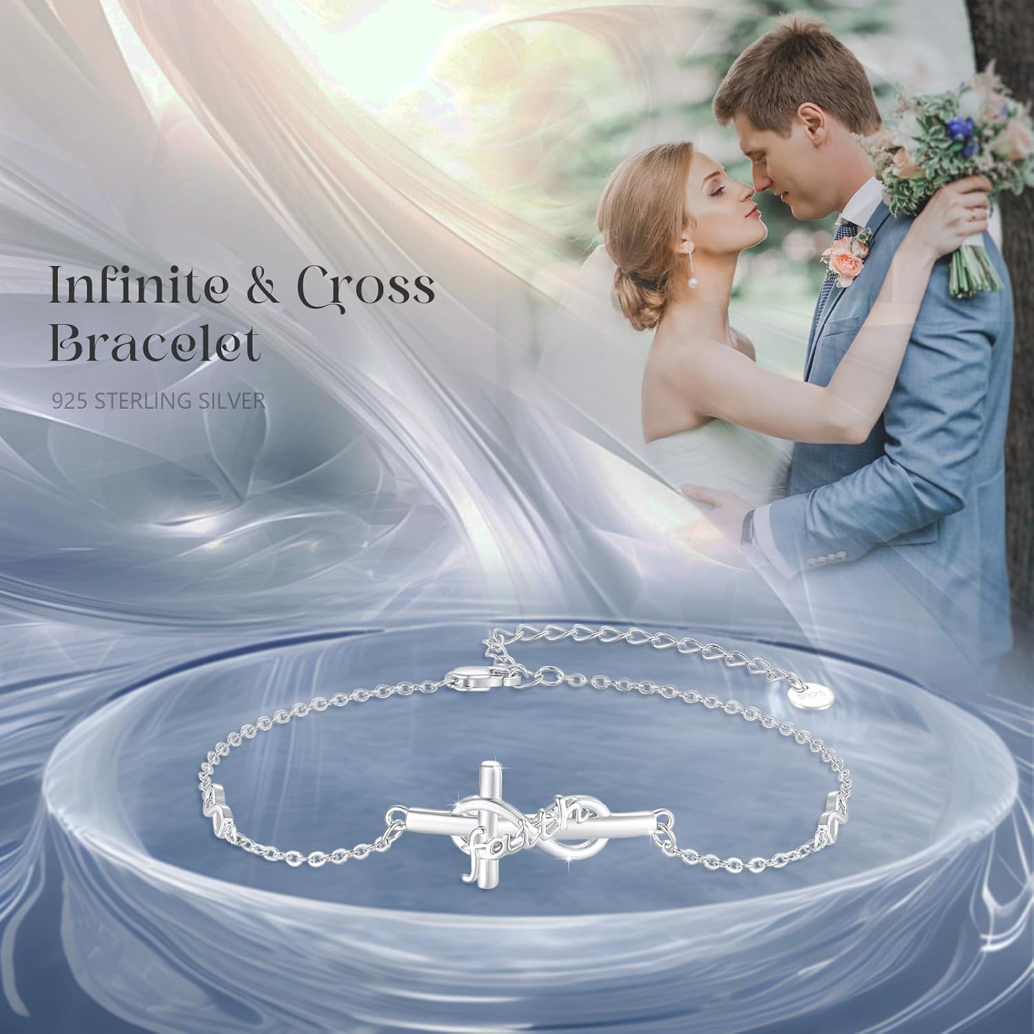 Infinity Cross Bracelets 925 Sterling Silver Bible Verse Religious Cross Bracelets Catholic Christian Believe Faith Hope Adjustable Bracelet Cross Jewelry for Mom Women Wife Girlfriend - Image 4