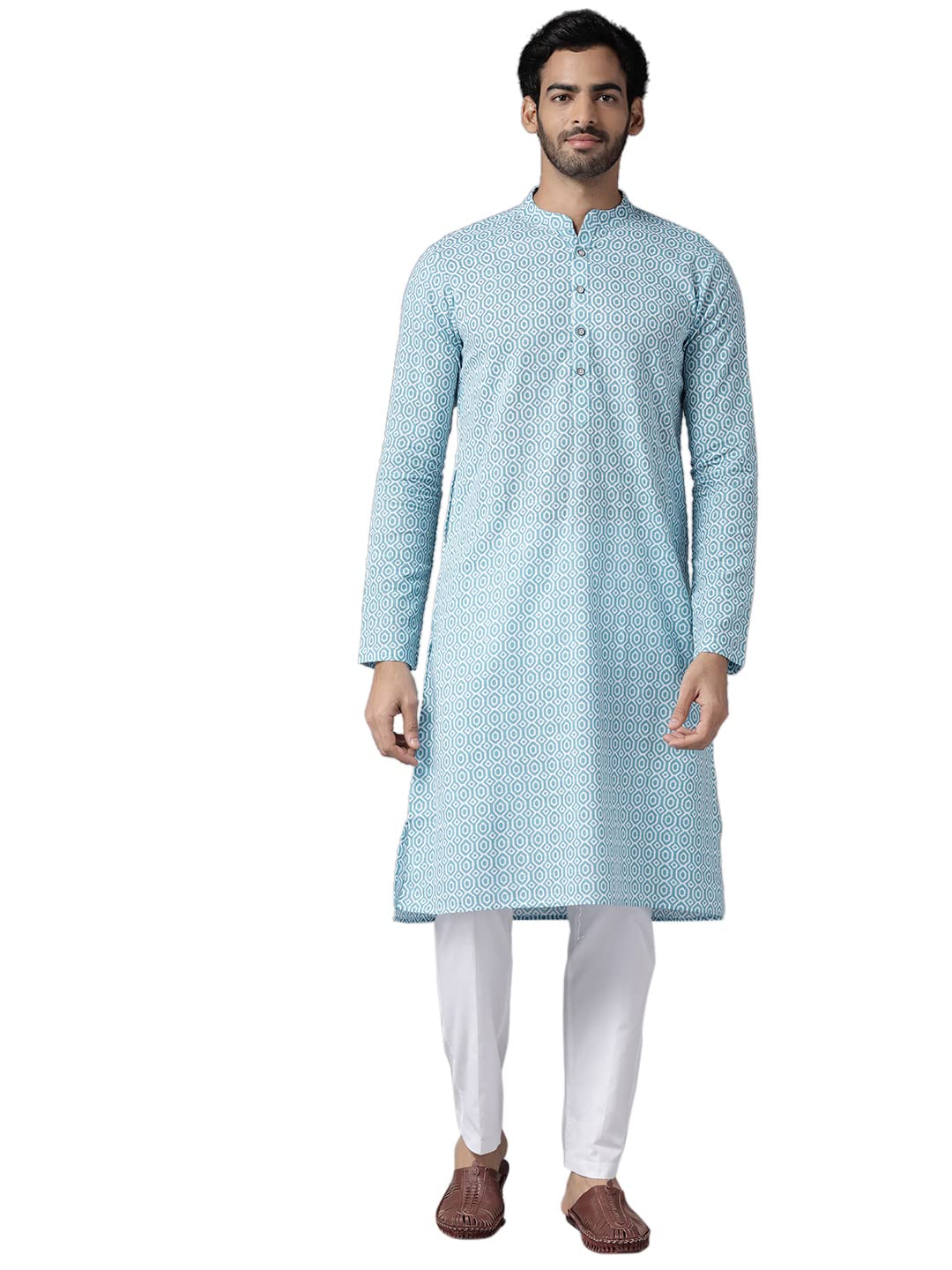 See Designs Men's Cotton Solid Regular Kurta (Sdkt1074_Blue_2Xl)