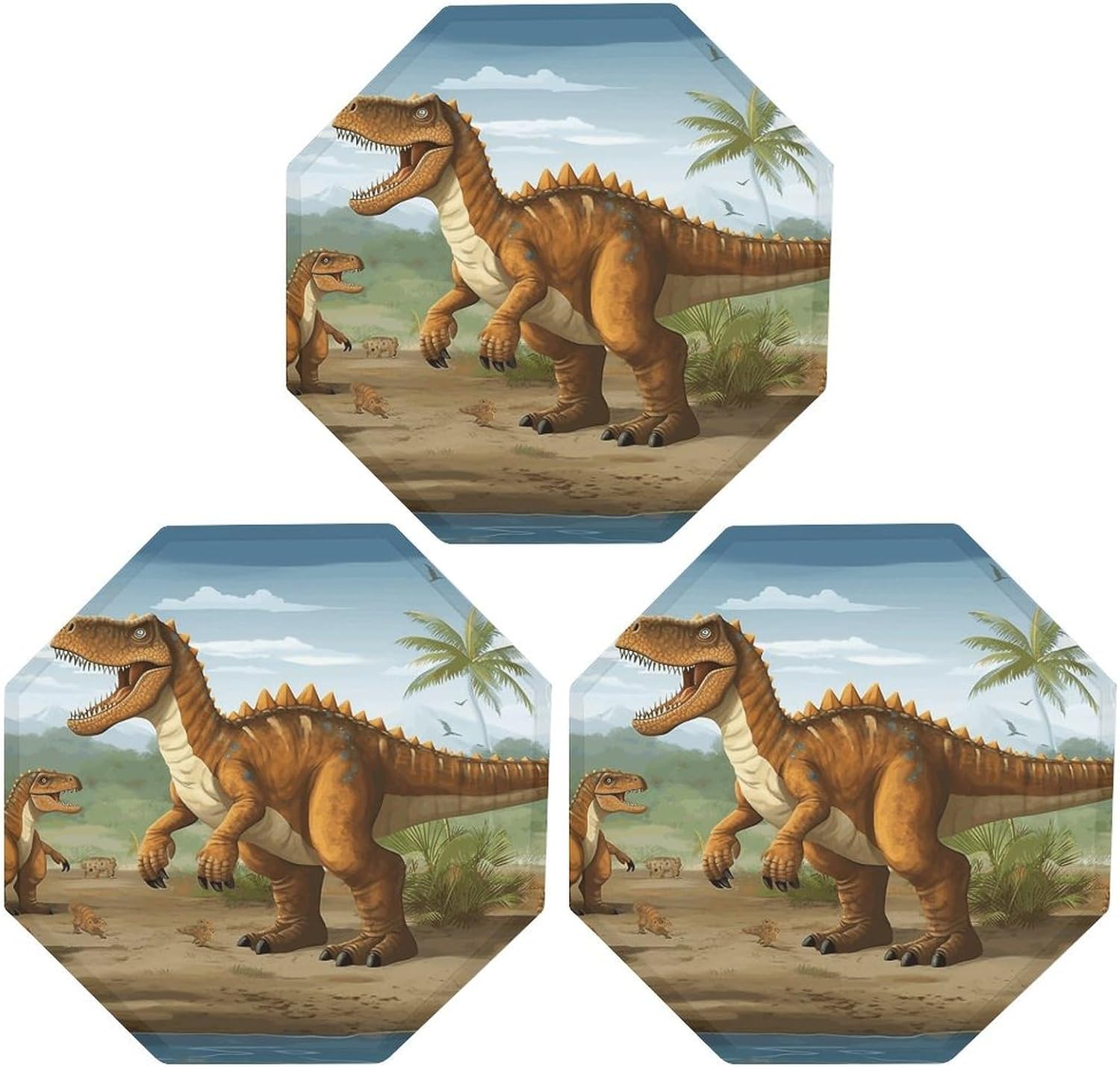 Ctagon Metal Sign for Home, Modern Display Plate for Kitchen, Jurassic Period Dinosaur Plates Accent Hanging Wall Decorations 3PCS for Living Room, Bedroom, Hallway, Hotel