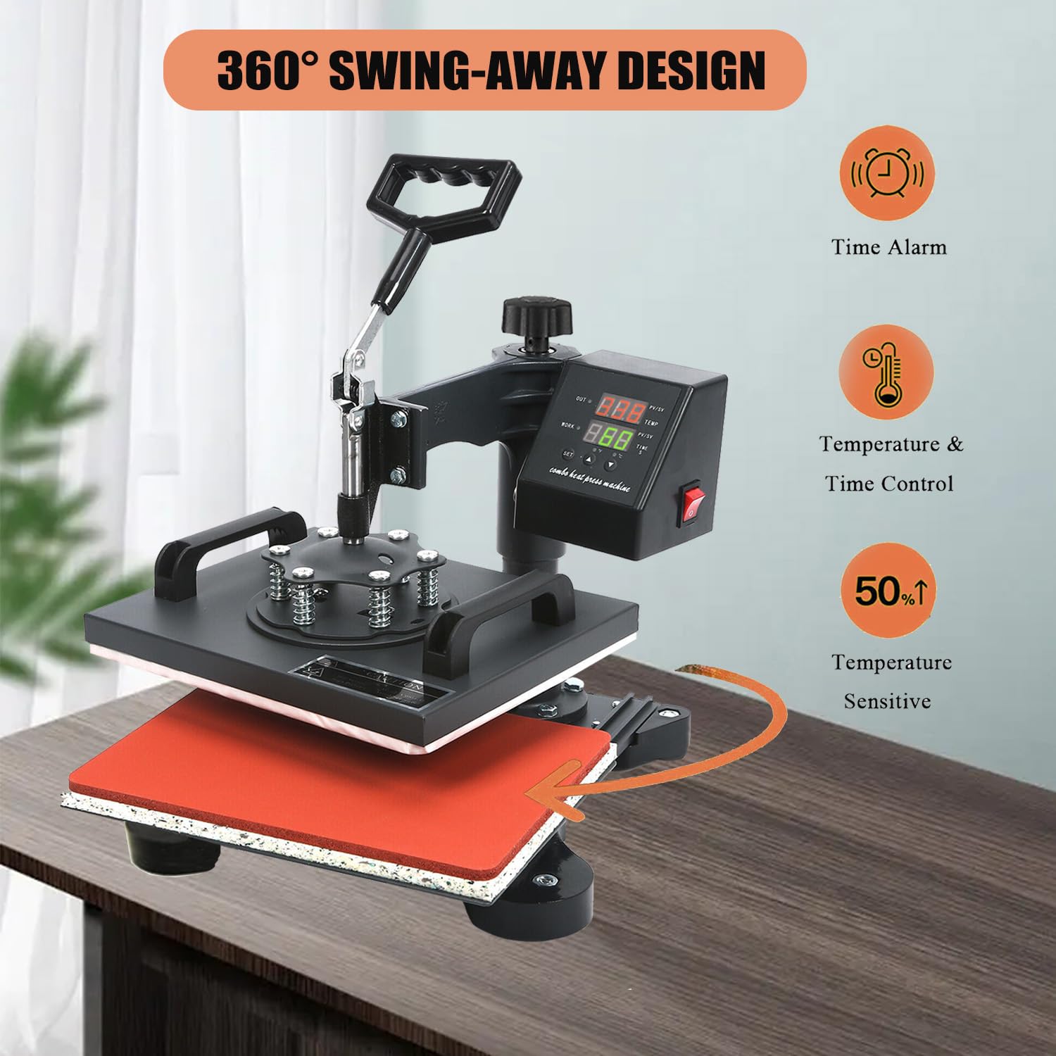 Presse à Chaud 1000W 25x30cm - Machine Sublimation Textile Pivotante 360°