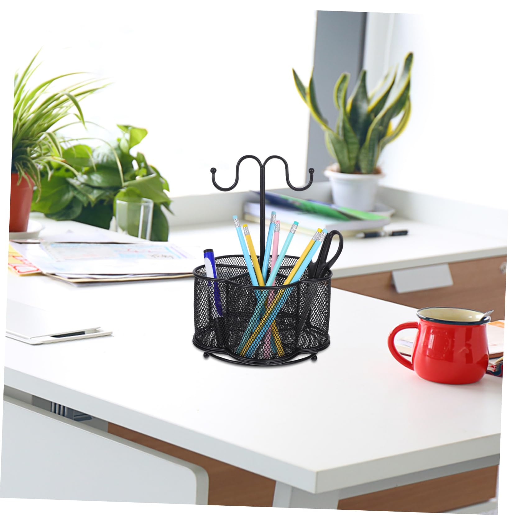 NUOBESTY Stiftehalter Griffhaken Stiftebecher für Schreibtisch Organizer für Schreibwaren Tisch-stiftehalter aus Eisen Stifteständer für Büro und Schule