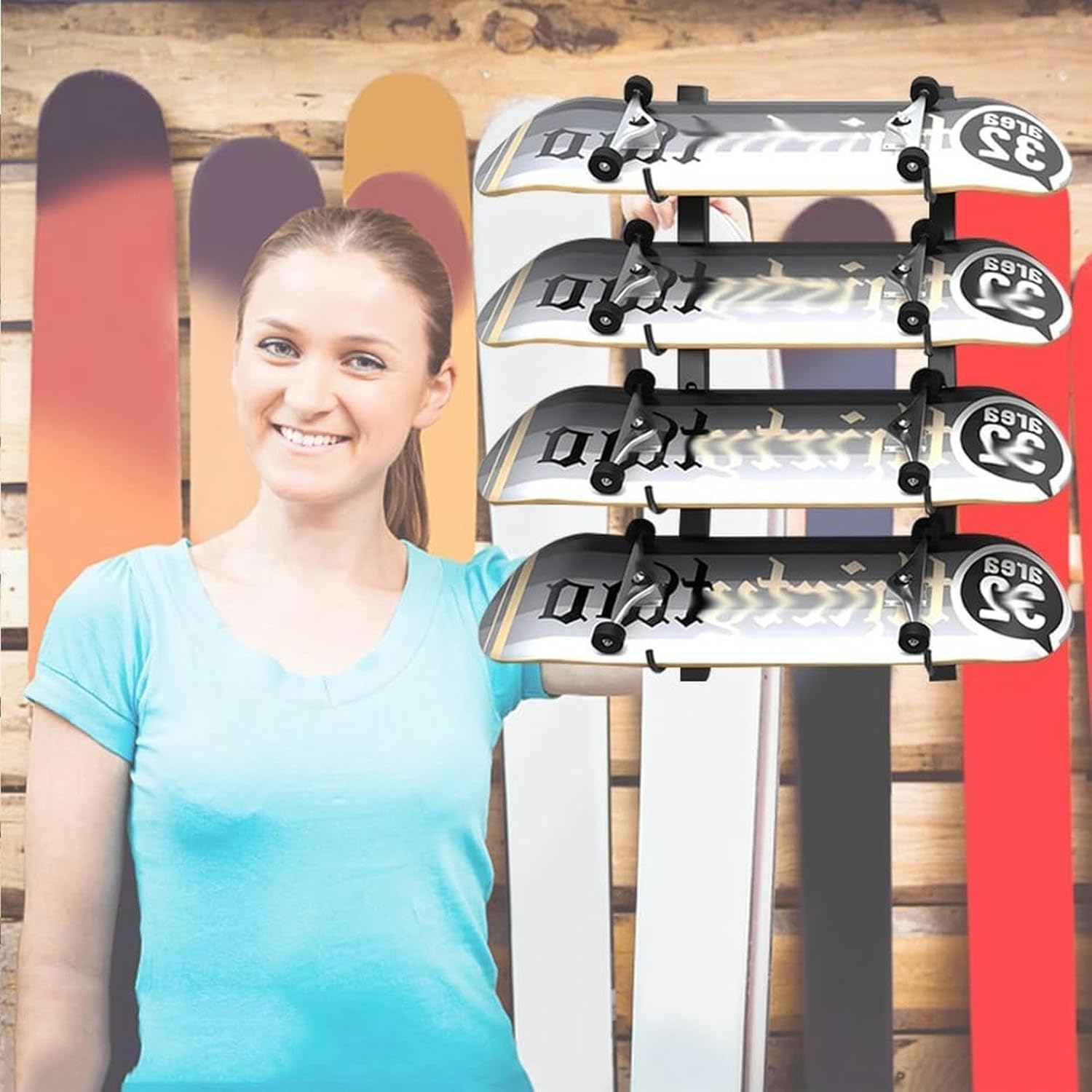 Snowboards/Ski Display Rack, Wall Mount Storage, for Home, Room, Garage