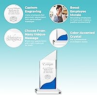 Vista 4 de Trofeo grabado Baudville - Torre de acrílico - Base azul con parte superior helada - Personalizado