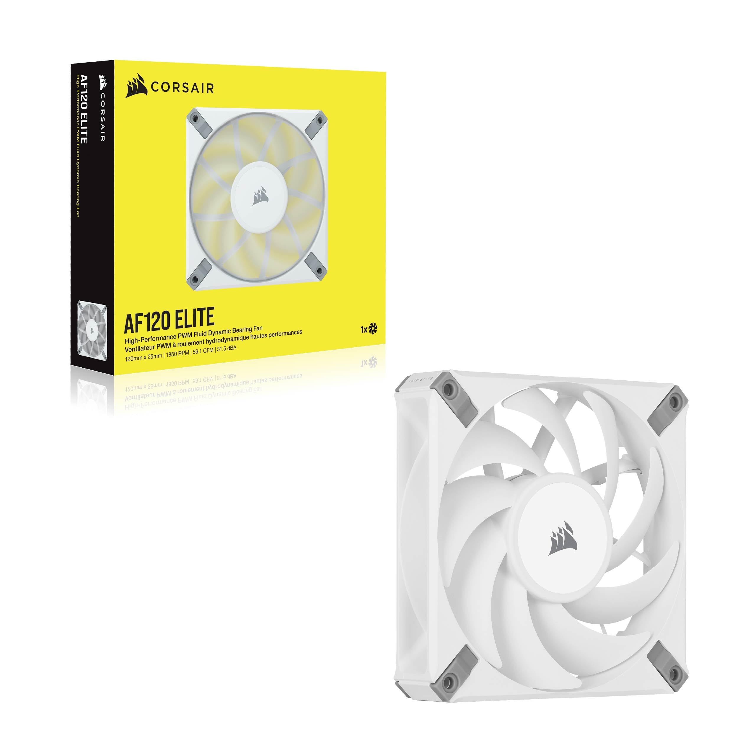 Corsair AF ELITE Series - AF120 ELITE Wentylator z Dynamicznym łożyskiem Olejowym 120 mm z AirGuide (Niski poziom hałasu, obsługa trybu zerowych obrotów) Jedna Sztuka - Biały