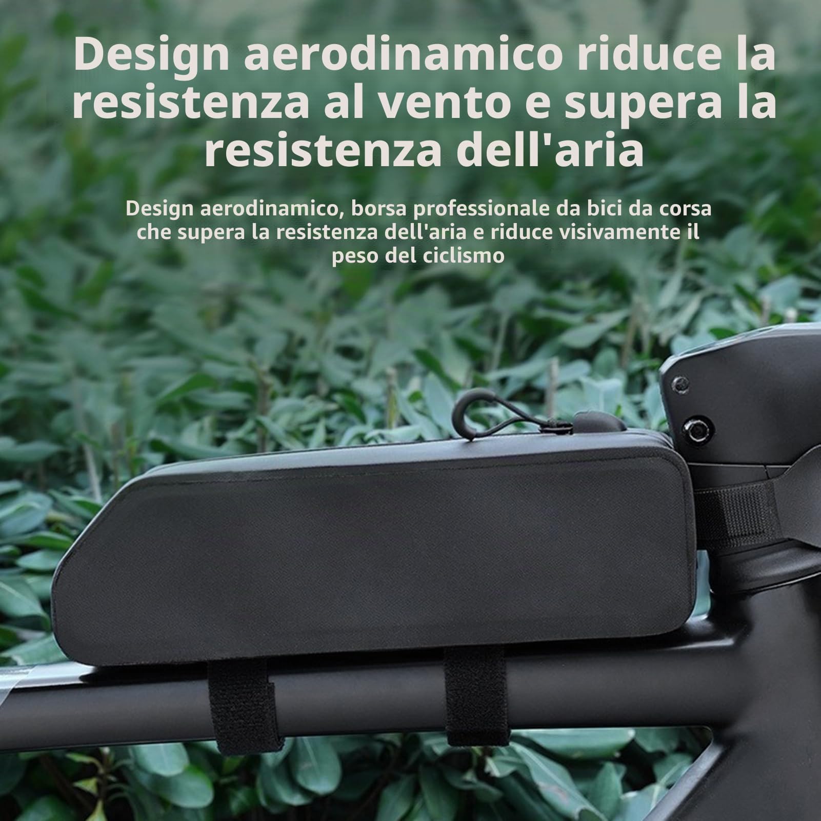 Borsa da ciclismo per bicicletta, borsa per tubo superiore del telaio, impermeabile, grande capacità, custodia per telaio bici con design aerodinamico, facile da installare, supporto in PP per bici da