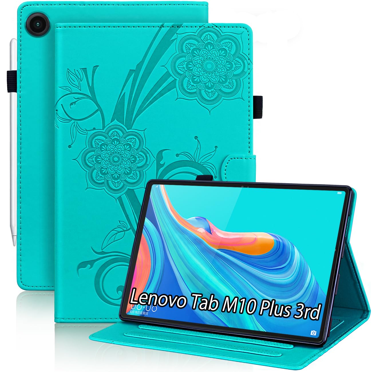 Kitzomi for Lenovo Tab M10 Plus 3rd Generation Case 10.6 Inch 2022(TB125FU/TB128FU/TB128XU), Premium PU Leather and Kickstand with Pen Holder for