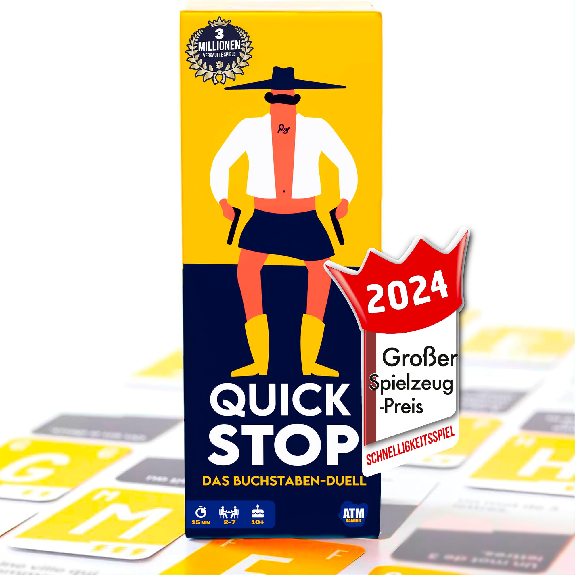ATM Gaming Quickstop - Das Buchstaben-Duell - Kartenspiel für Jugendliche und Erwachsene - Schnell und Verrückt - 2 bis 7 Spieler - Kartenspiel ab 10 Jahren - Familienspiel