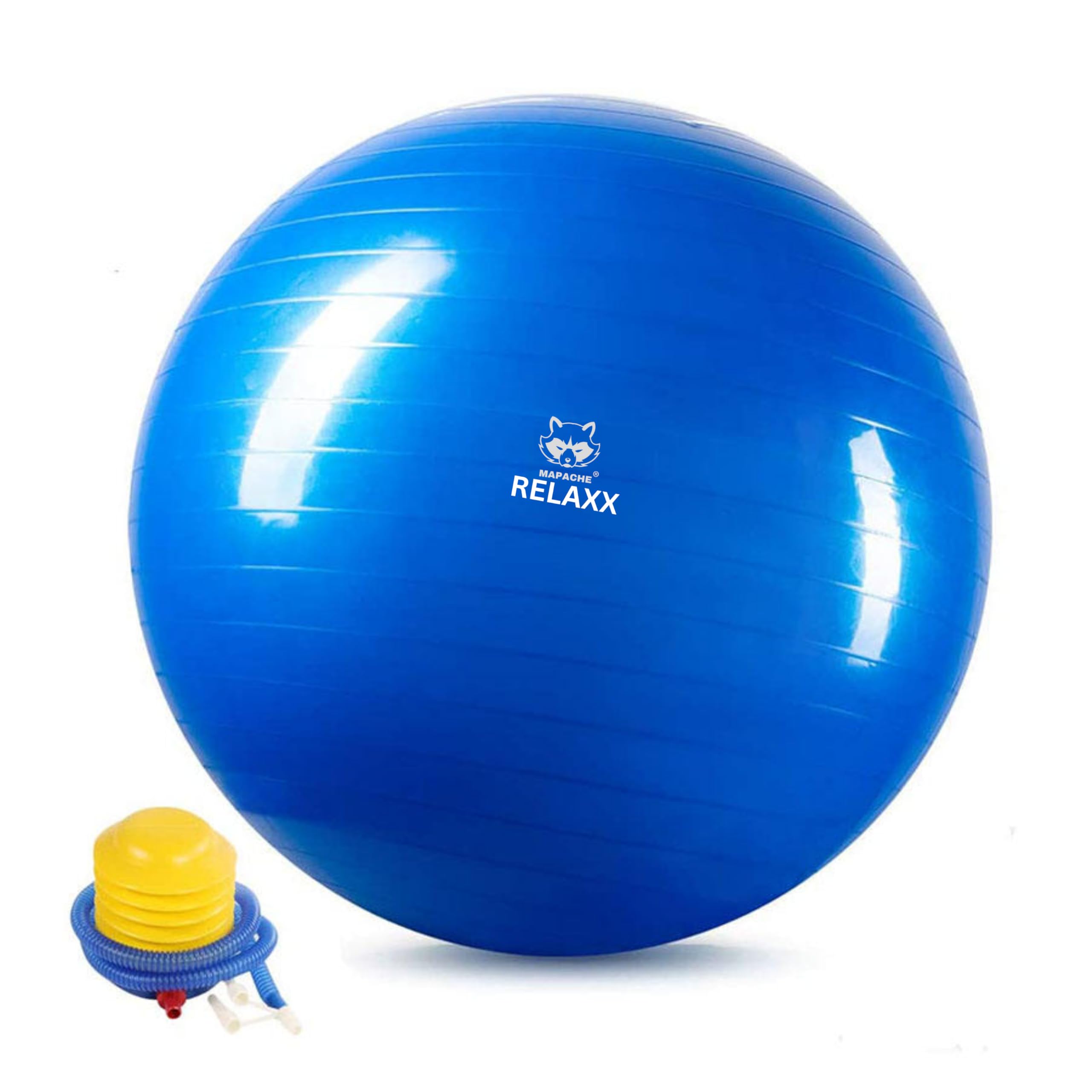 Mapache Gym Ball for Exercise 45cm with Foot Pump | Stability & Balance Yoga for Workout, Fitness, Pilates for Men & Women. (Blue, 45cm, Yoga Ball)