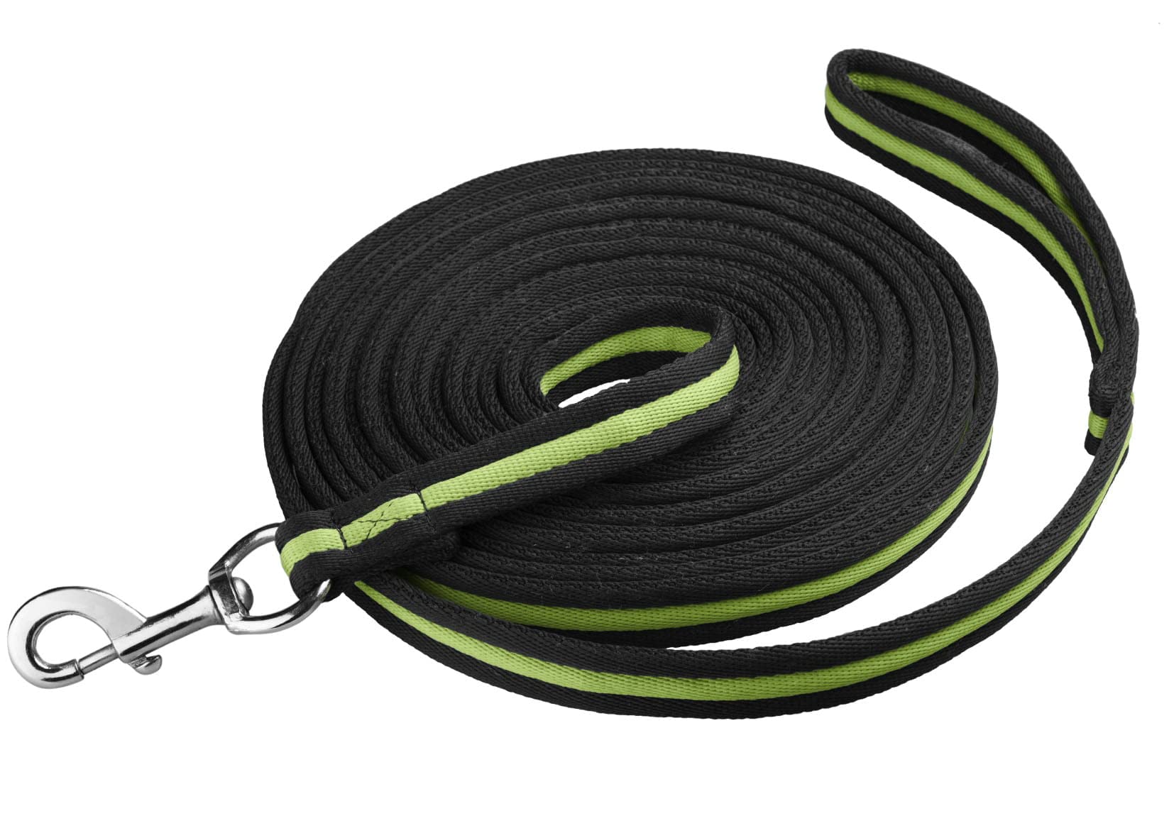 Start Longierleine für Reitsport – Pferdelonge 8 m aus Nylon – Softlonge mit Handschlaufe & Karabiner – rutschfeste Longe für Pferd – Robuste Longierleine für Training (Schwarz/Apfelgrün)