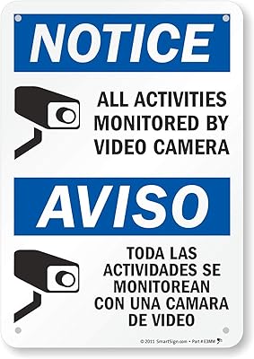 SmartSign - S-8342-AL-10 Notice - All Activities Monitored by Video Camera Bilingual Sign by | 10