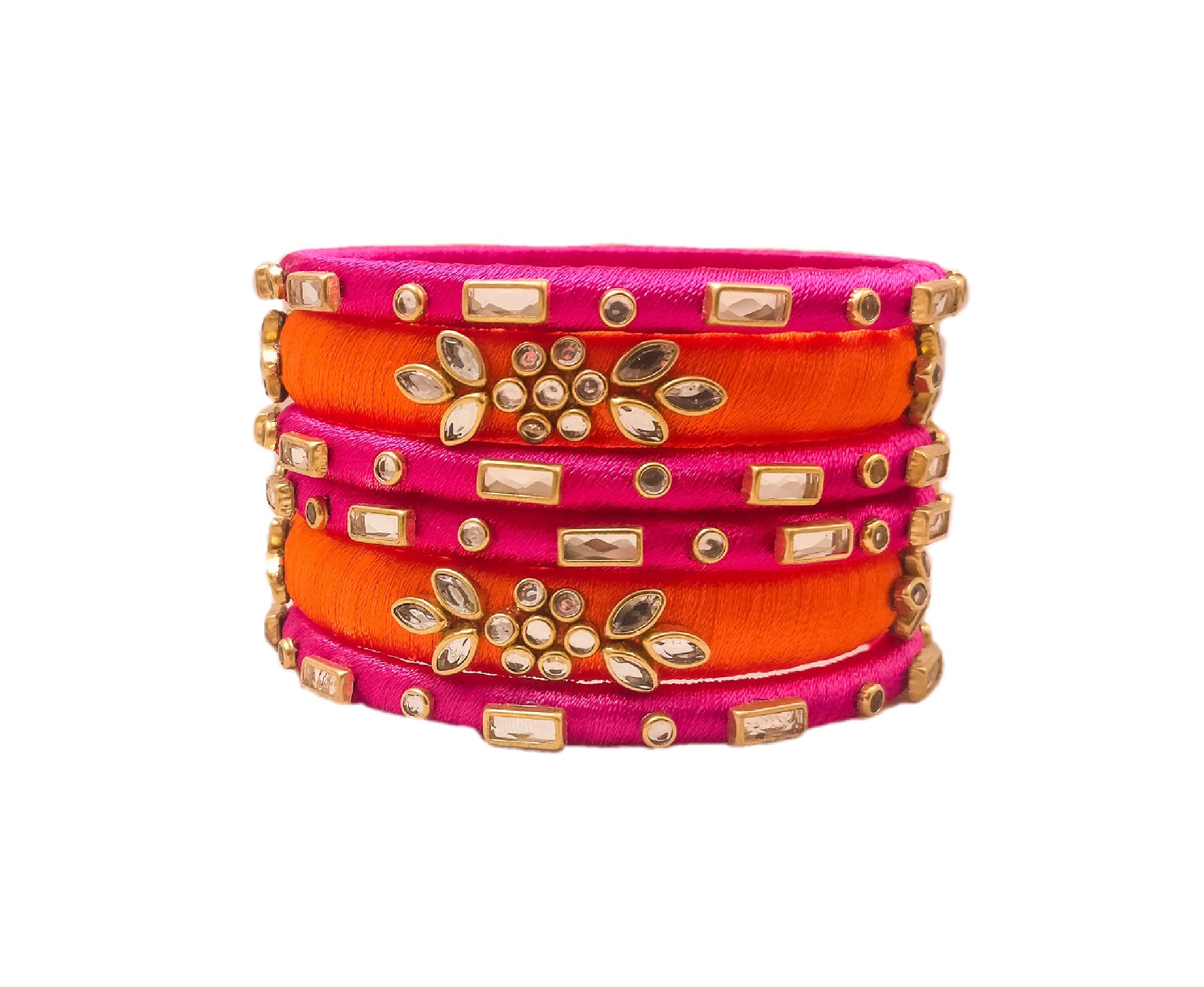 Yaalz Silk Thread Beautiful & Elegant Kundan Stone Work Fancy Designer Chuda Bangle Sets For Women Kids Girls Babies In Multiple Colors