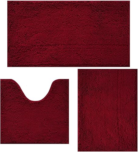 Miniatura 20 de Juegos de alfombras de baño de 3 piezas antideslizantes, alfombras de baño con respaldo de PVC, alfombra de baño lavable, absorbente, alfombrillas