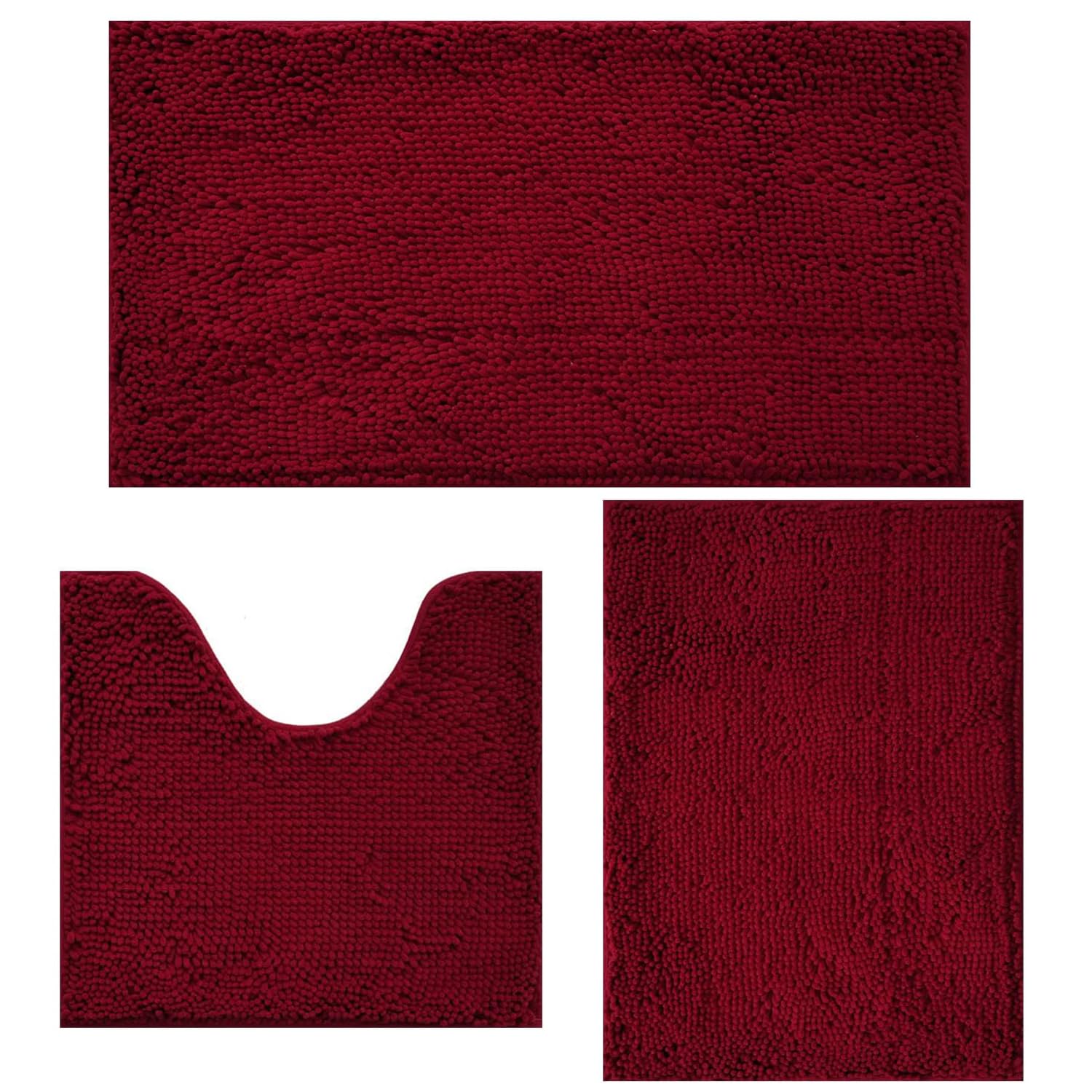 Lot de 3 tapis de salle de bain en chenille, très épais et absorbants, antidérapants, lavables en machine, séchage rapide, doux et confortable, utilisés sous la douche, baignoire et évier,