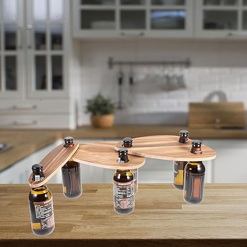 Miniatura 8 de Hemoton Juego de 3 bandejas para servir botellas de vino, bandejas de queso planas de madera, bandejas de queso, tabla de charcutería, tabla de