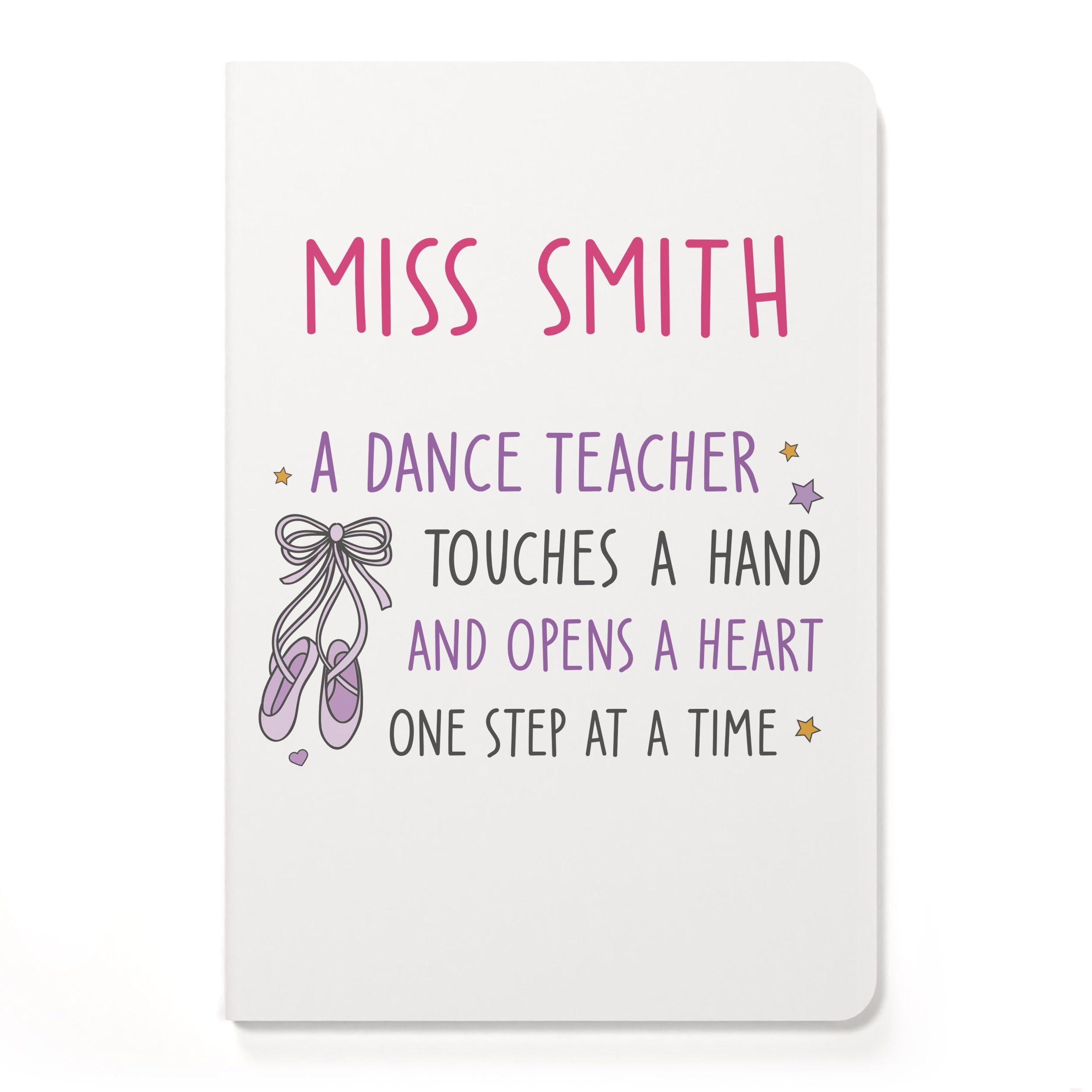Beecreative Personalised Dance Teacher Gifts - Custom A5 White Notebook and Pen Set - Dance Teacher Thank You Present