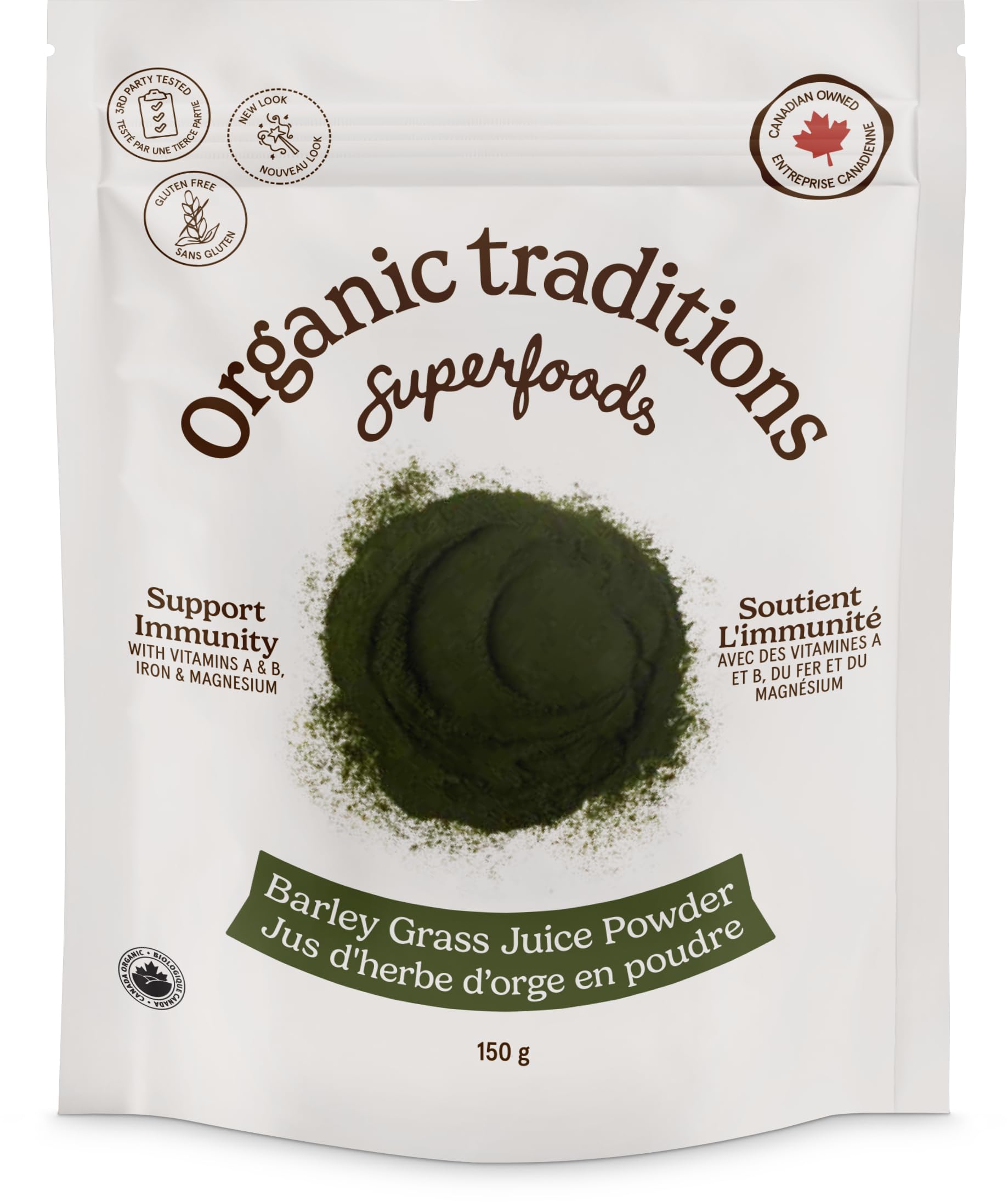 Organic Traditions Barley Grass Juice Powder | 150 g | Instant Barley Grass Juice | Rich in Vitamins A & B2, Iron, Magnesium, and Potassium | USDA Organic