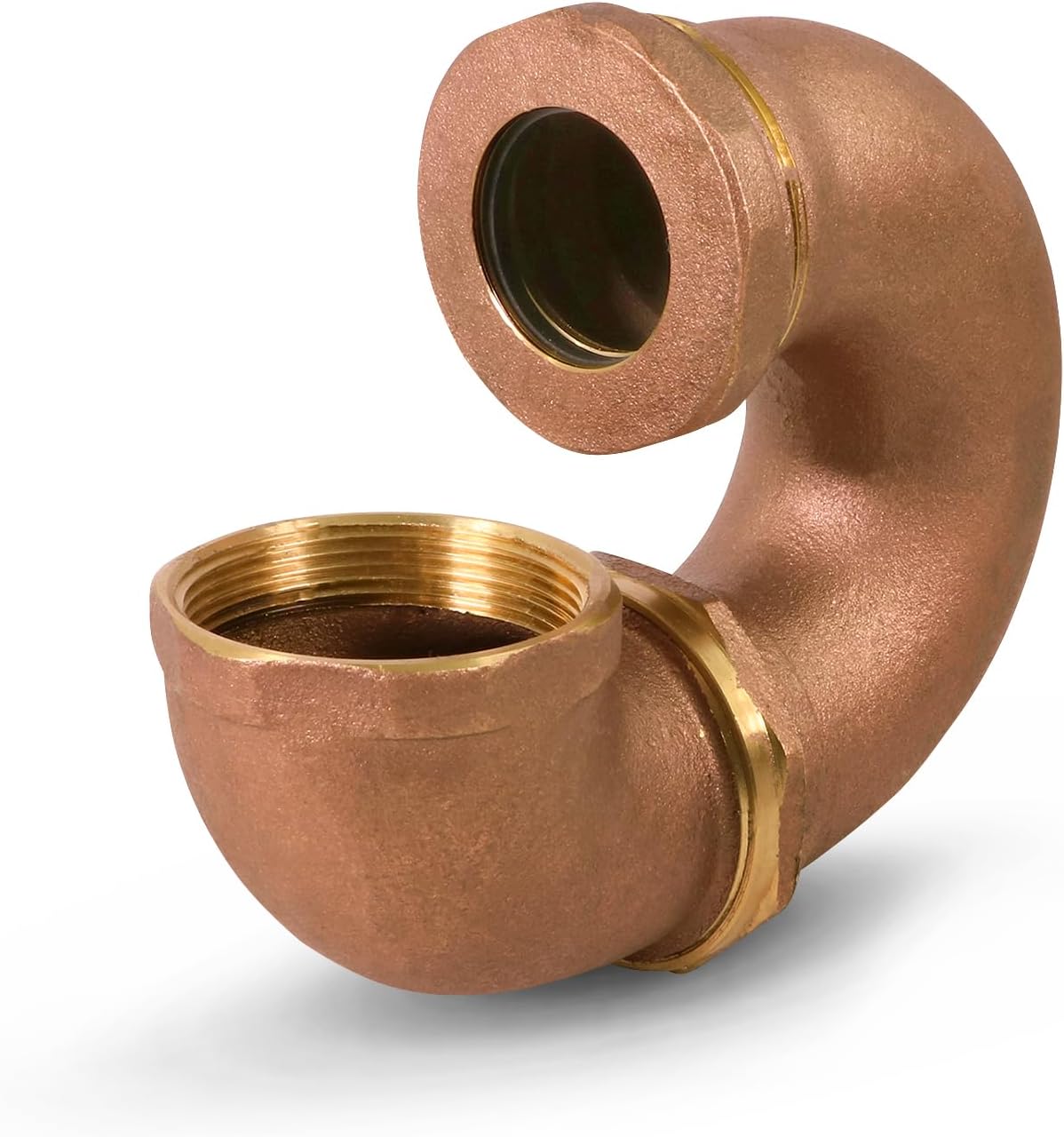 Highcraft Brass Trap LA Pattern Trap 2" IPS x 1/-1/2" Basin Sink Waste Trap, Brass Sink Trap for Bathroom Sink, Kitchen Sink, Utility Sink Tubular Drain Applications, Brass Drain Trap with Brass Nut