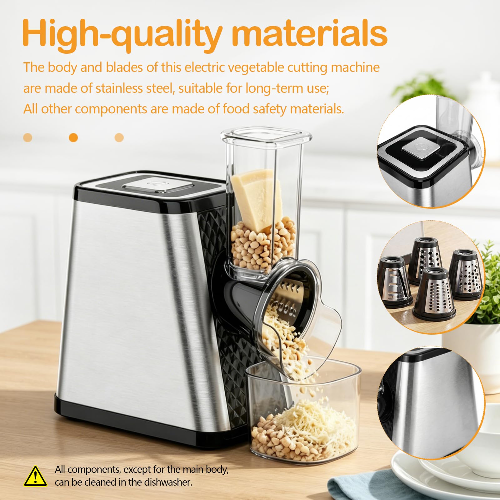 Cortador de Verdura, Cortador de Verduras Eléctrico 5 en 1 con 5 Cuchillas de Acero Inoxidable Rallador de Verduras Multifuncional de 800 W para Queso Duro Zanahorias Pepinos Patatas Repollo