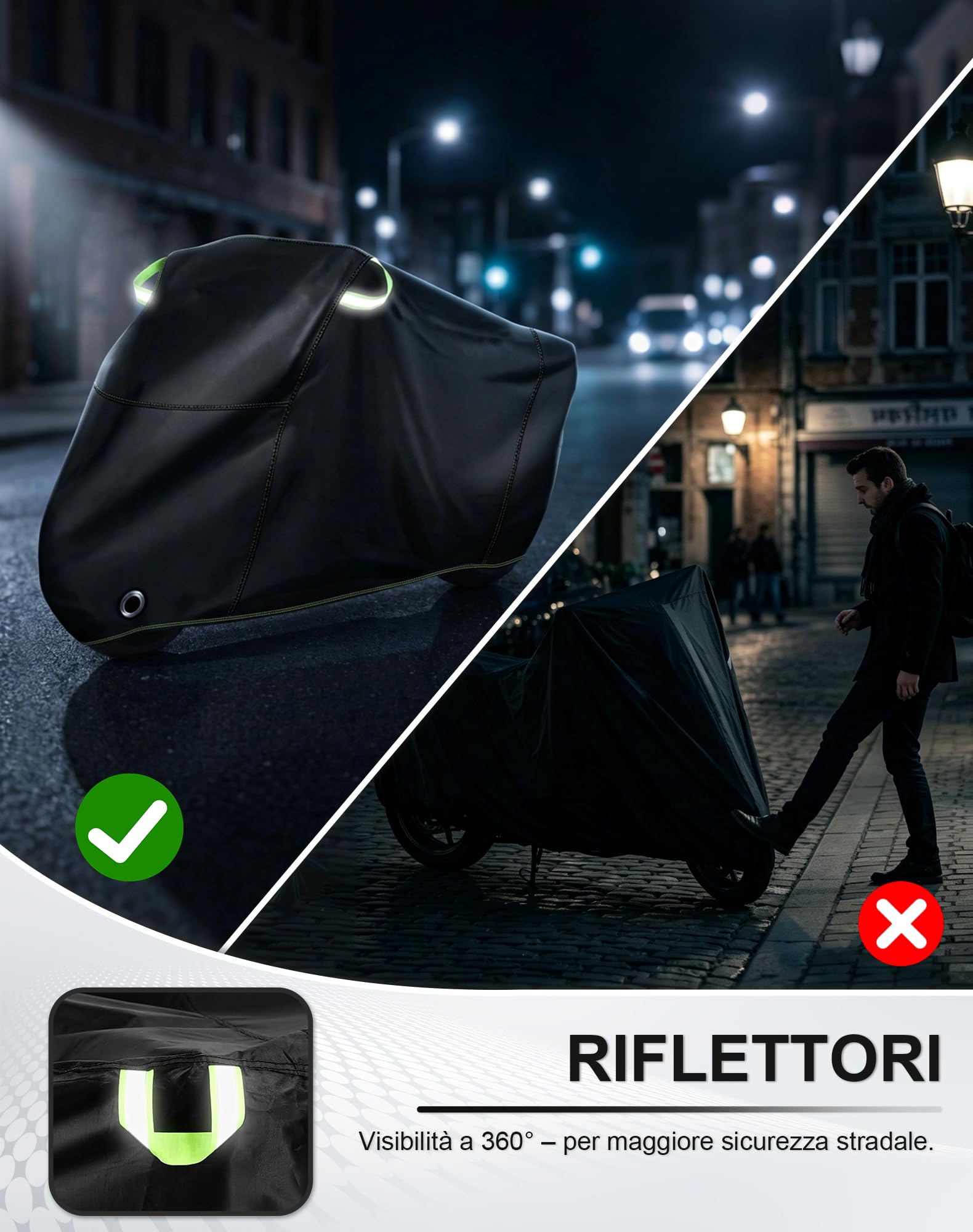 Homoto Telone di copertura per moto Oxford 420D, impermeabile, estremamente resistente agli strappi e ai raggi UV, per esterni e interni, protezione per tutte le condizioni atmosferiche, per tutte le