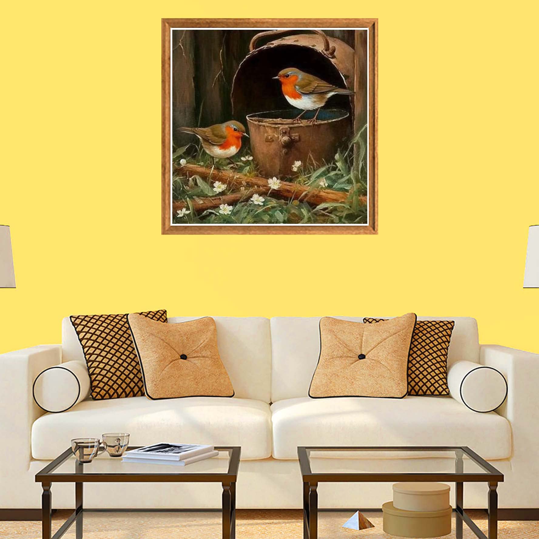 Bimkole 5d Diamond Painting Kit Completo Fai da Te Uccellino, Foglie D'erbaPittura Diamante Punto Croce Strass Arte E Creazione Di Mosaico Decorazione Murale Artigianale (30x30 cm