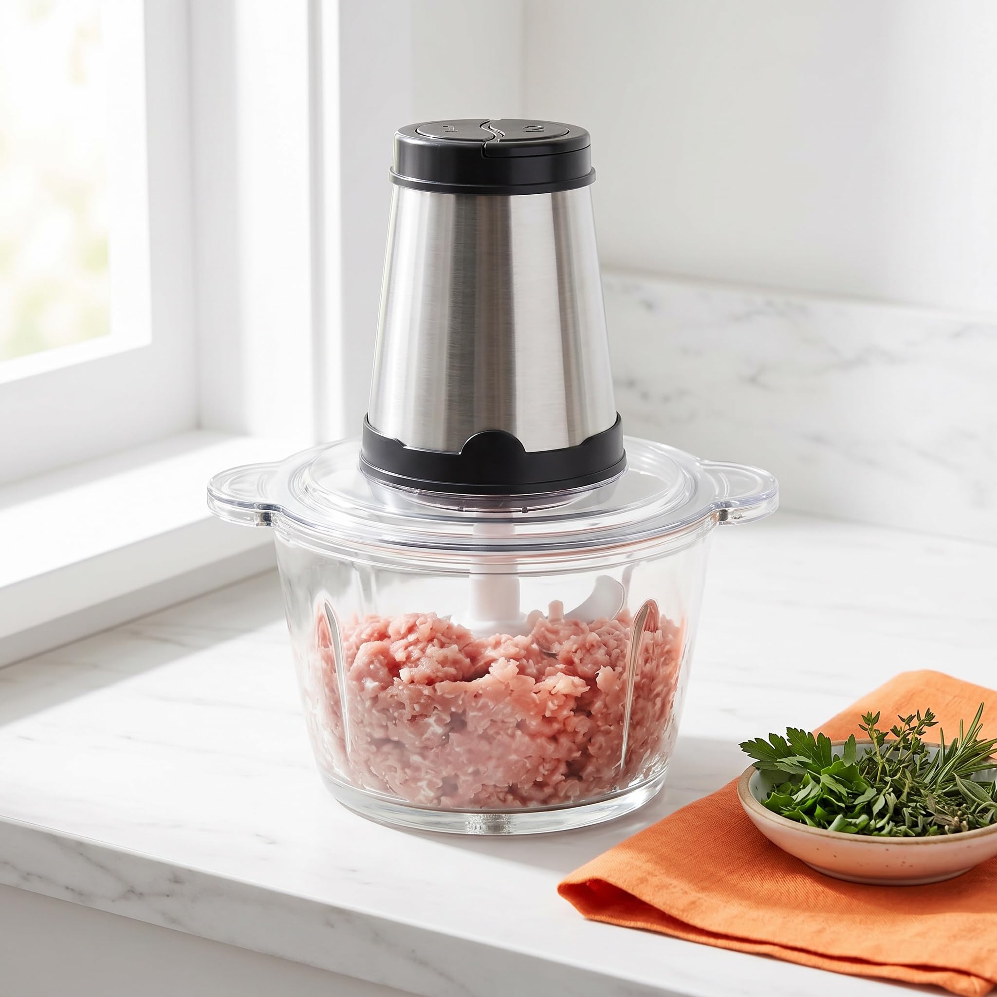 Hachoir à Viande en Acier Inoxydable 3l, Robot Culinaire Et Mixeur électrique, Appareil De Cuisine Robuste pour Fruits, Ail, Noix