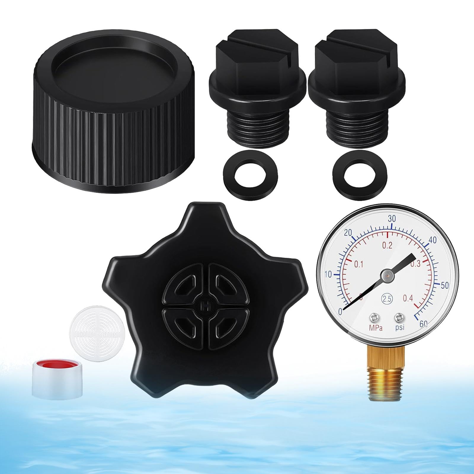Manomètre de Pression de Piscine, Bouchon de Vidange de Piscine Haute Performance Professional
