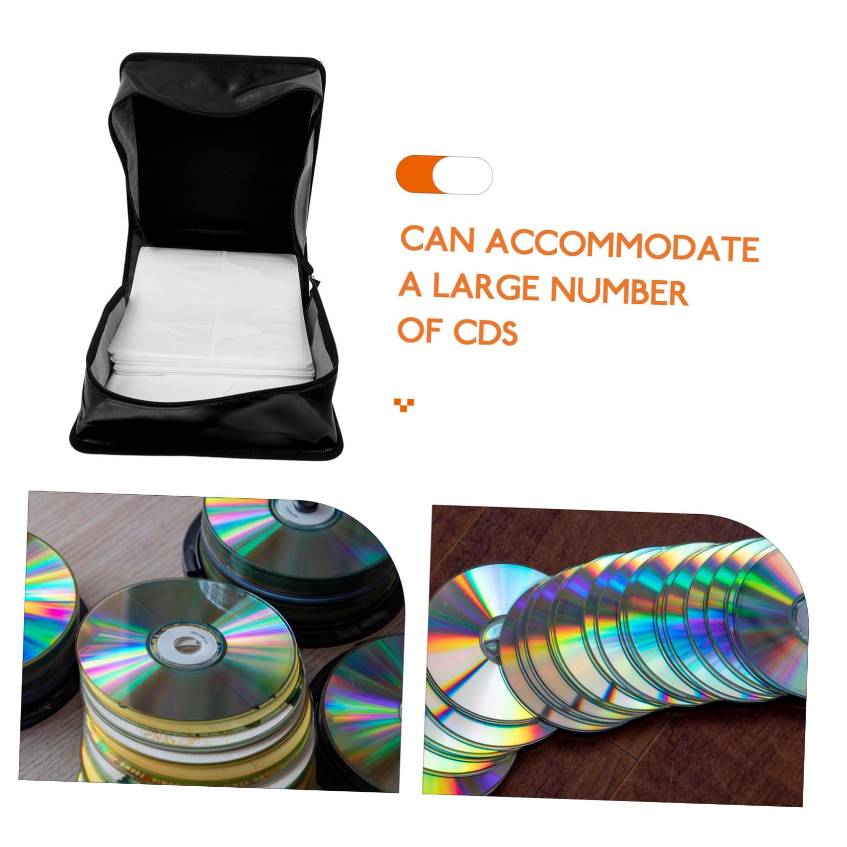 KOMBIUDA Custodia Cd Dvd in Pelle PU Nero Organizer Portatile con Maniglia Capacità Dischi Custodia Rigida per Cd e Dvd Elegante e Resistente per Casa e Viaggio