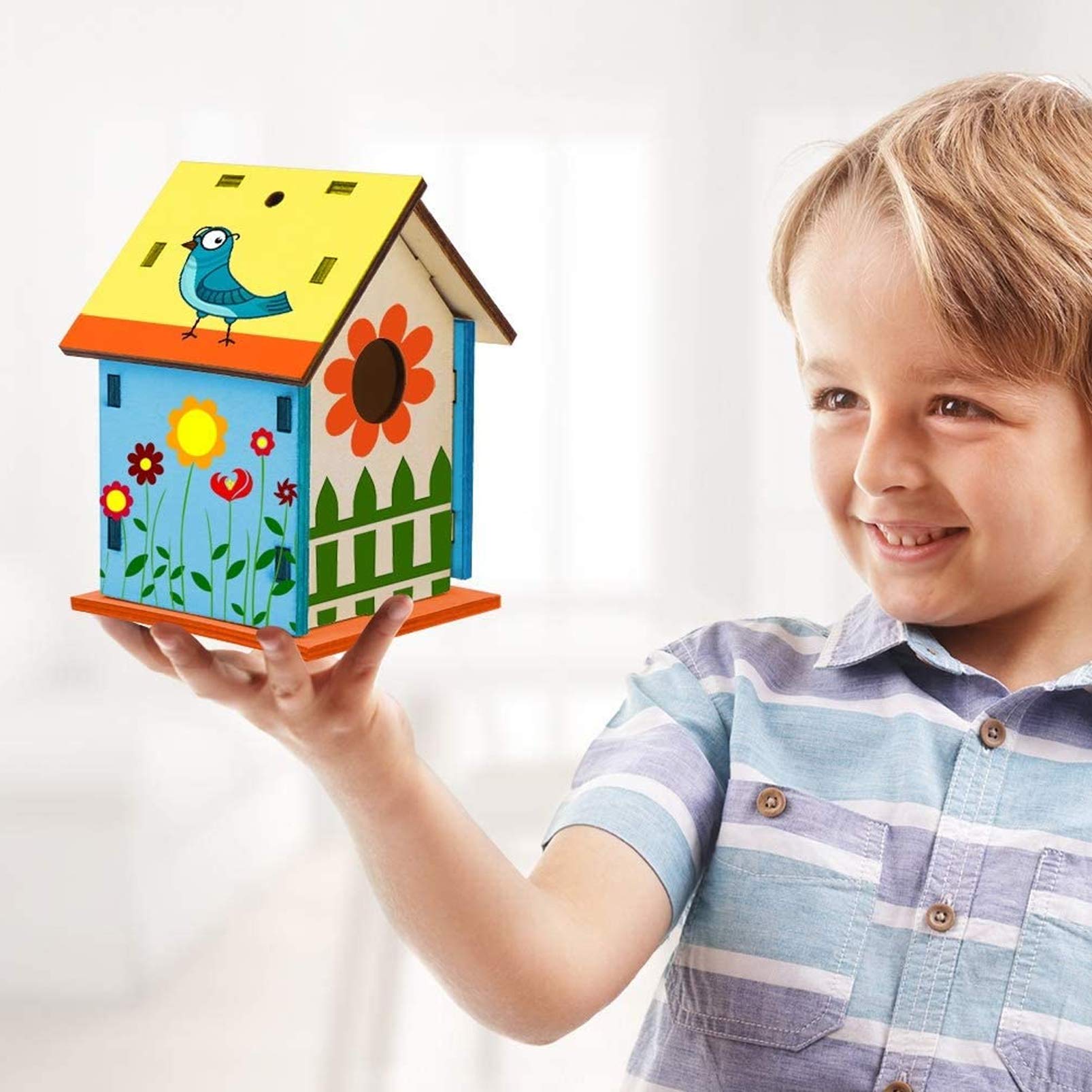 Areiknim 4er-Set Vogelhaus Bausatz - DIY Holz Vogelhäuschen Zum Bemalen Für Kinder