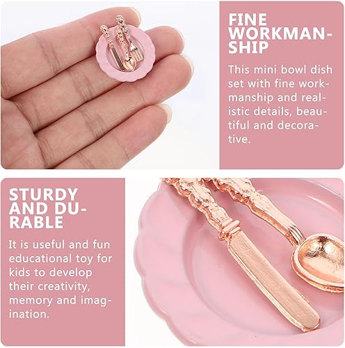 Miniatura 5 de jojofuny Juego de 4 platos en miniatura para casa de muñecas, 1 12 escalas, plato en miniatura, juego de cena para casa de muñecas, simulación para
