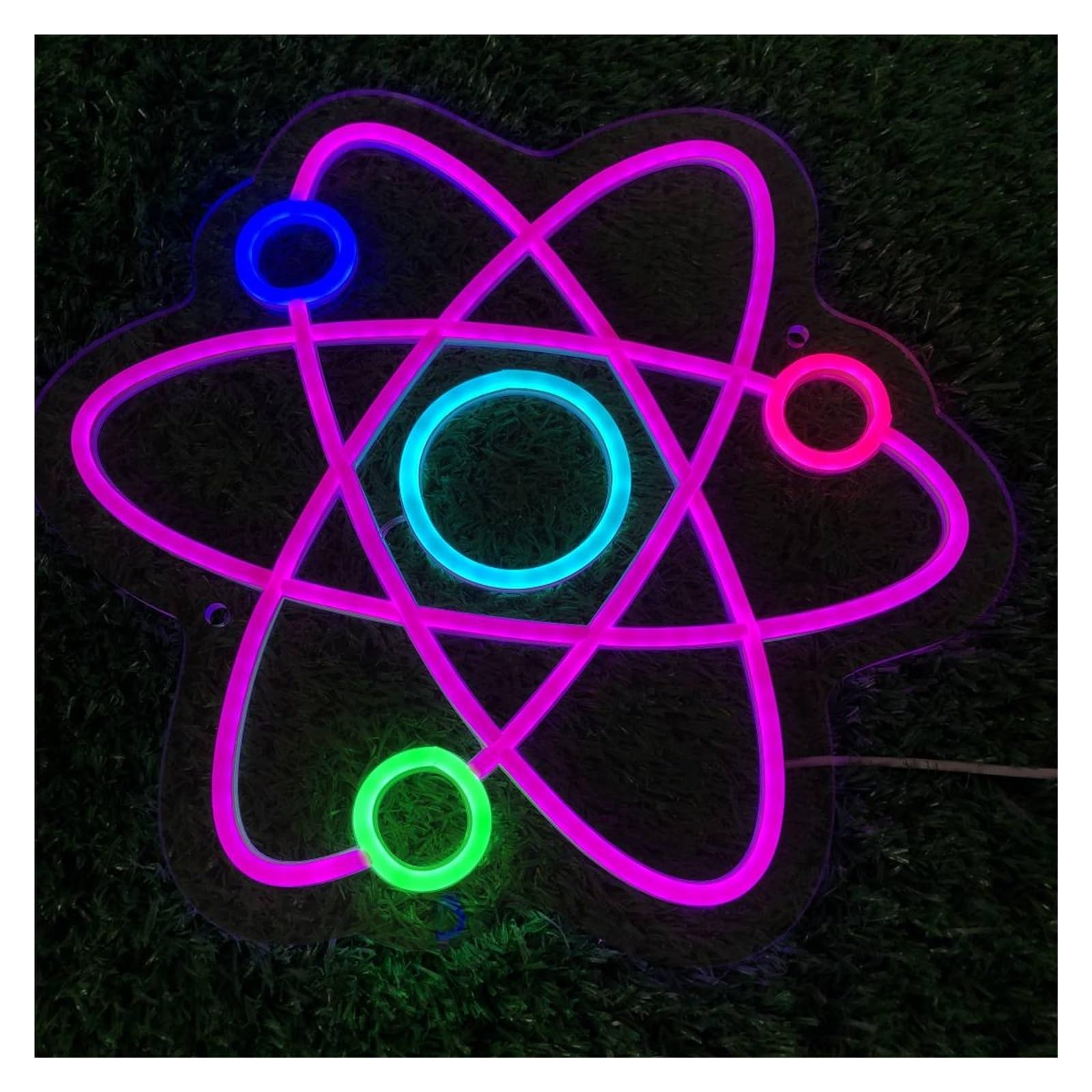 Xenite Boys A Hanging Rt Neon Signs Tom Neon Sign Molecule For Wall Decor Room Party Usb Dimmer Switch Laboratories Science Tmosphere 38X33.6cm(A)