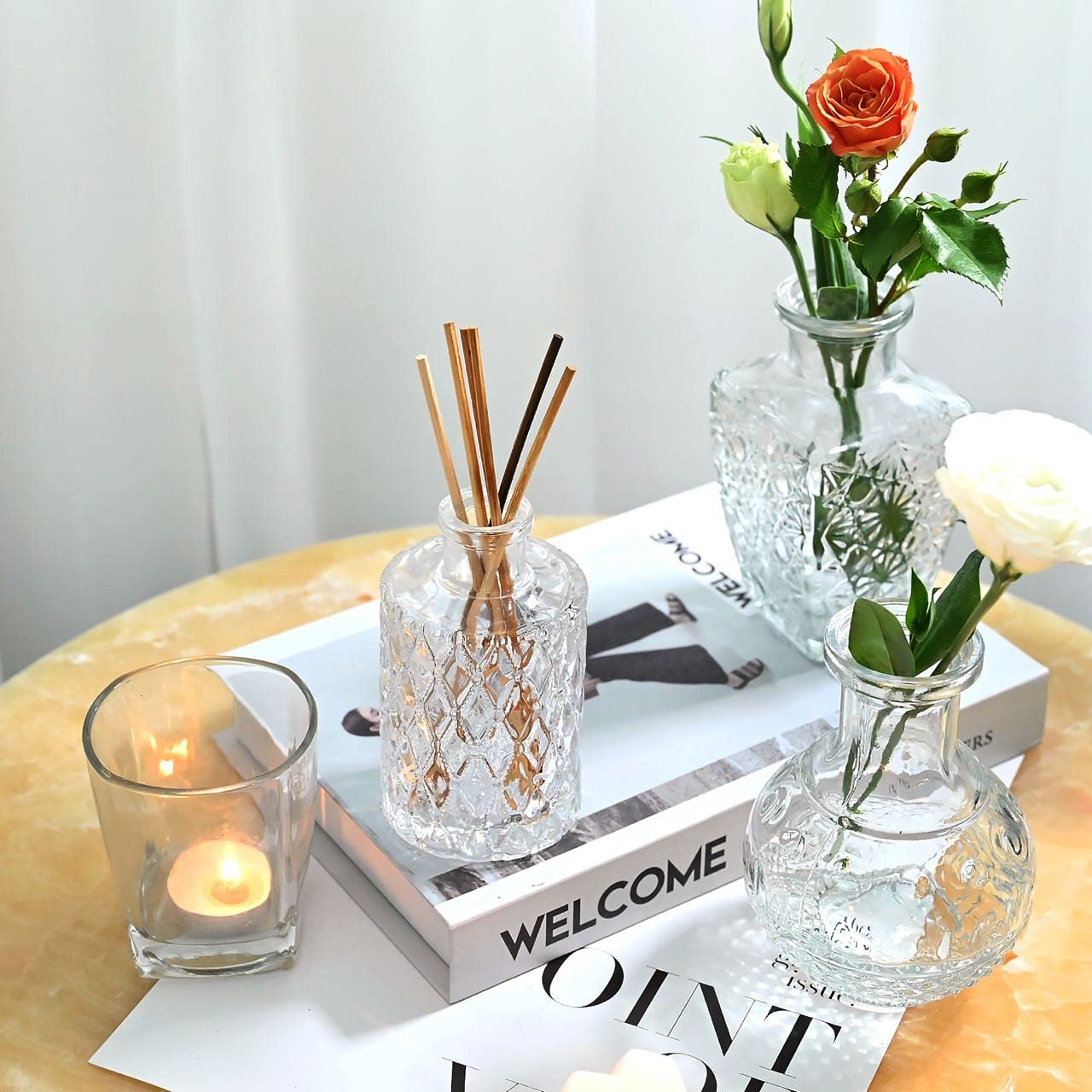 Bud Vases Set of 10,Glass Vases for Centerpieces,Mini Vases for Baby Shower Decoration,Small Vase for Rustic Wedding Decor,Glass Vase in Bulk for Flowers,Clear Single Vases for Living Room