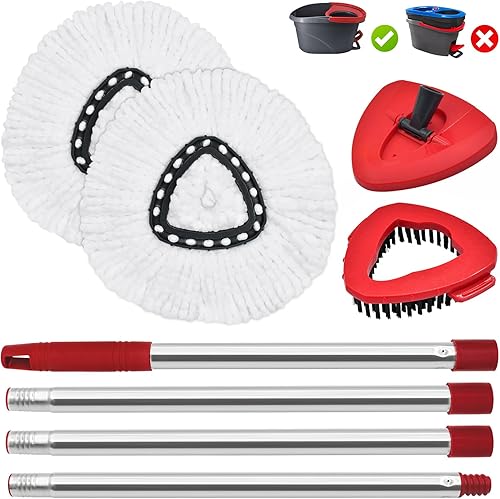 Miniatura 9 de Repuesto de mango de trapeador giratorio para Ocedar, cabezales de fregona compatibles con el sistema O-Cedar EasyWring de 1 tanque, incluye mango