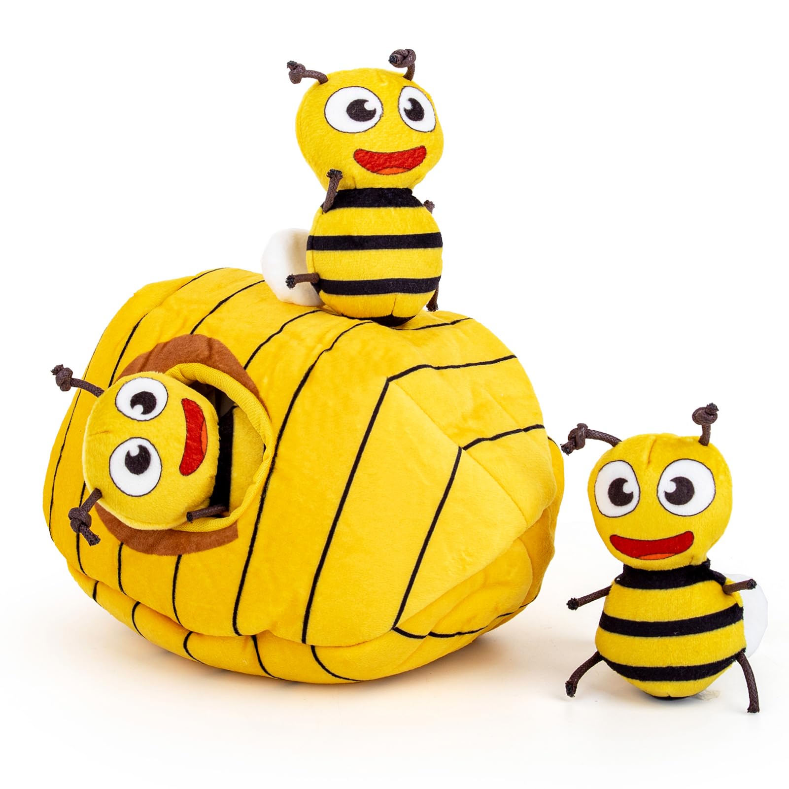 Hollypet Hide and Seek Squeaky Dog Toy, Designed Interactive Puzzle Plush Stuffed Puppy Toys, Bees