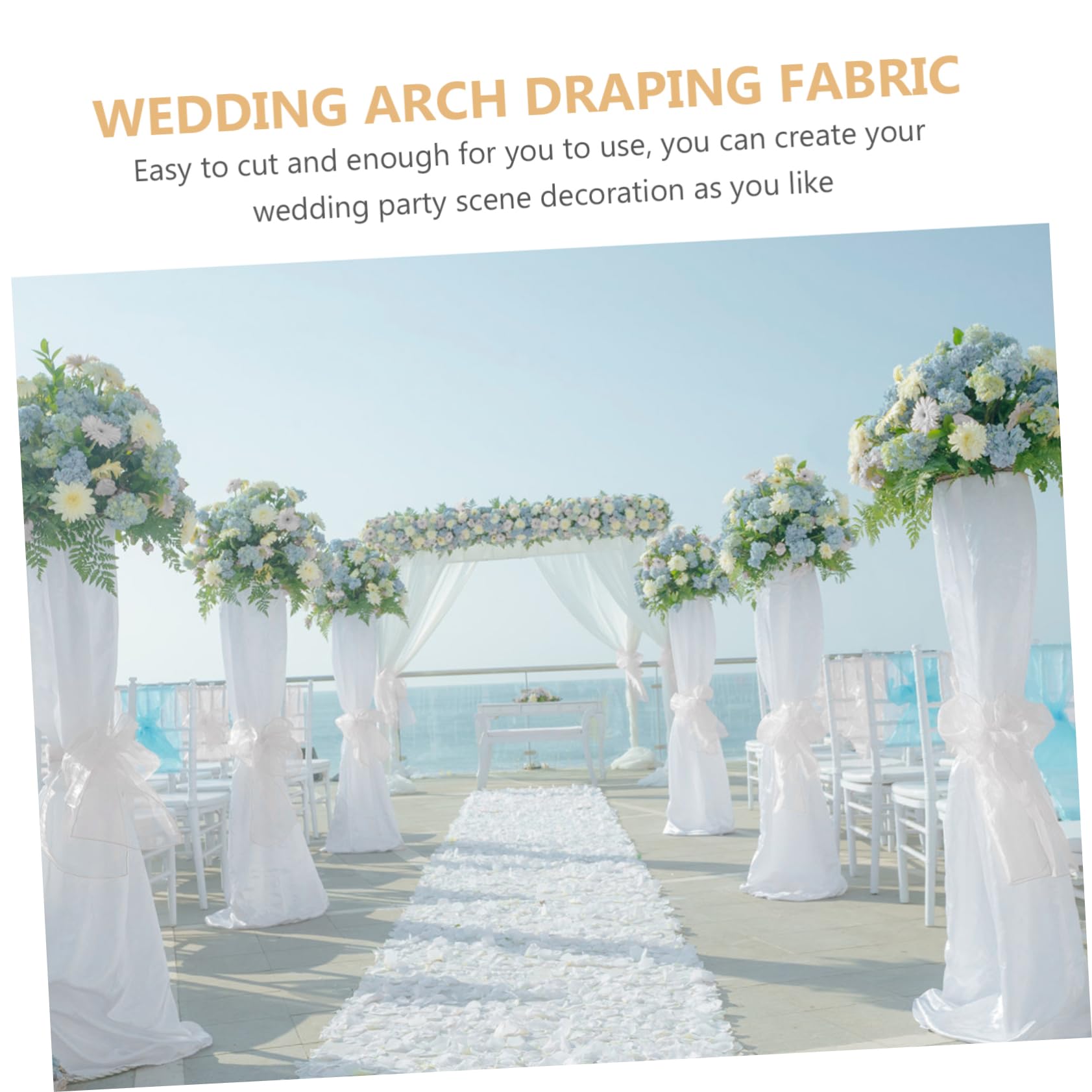 FUNOMOCYA 3 Wedding Decoration Arch Chiffon Fabric Drapery Wedding Dresses for Bride White Decorations Wedding Backdrop Tulle Fabric for Wedding Organza Tulle Fabric Wedding Tulle