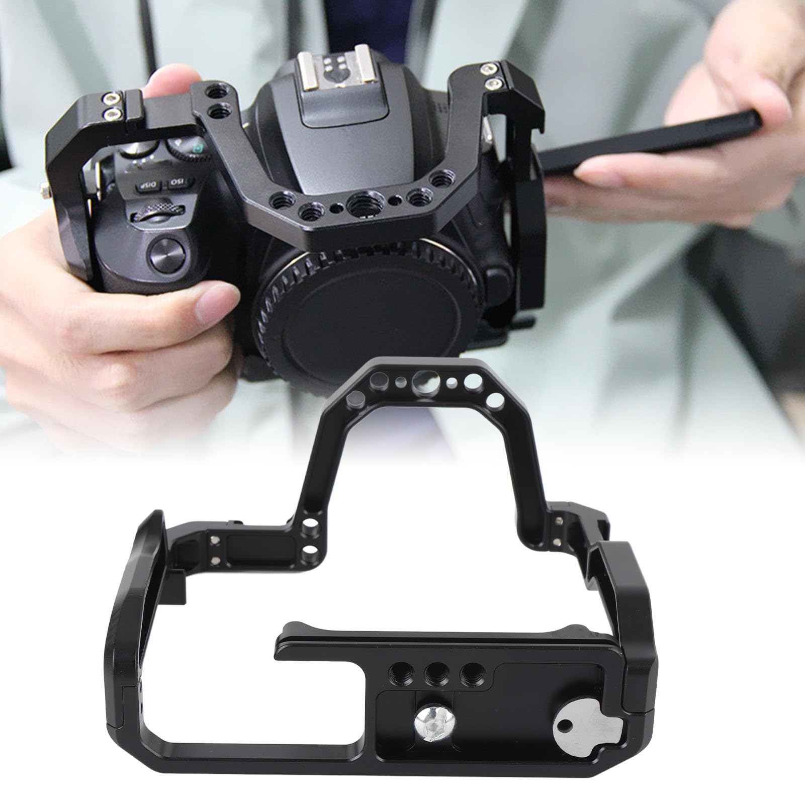 Generic Estabilizador de Videocámara de Aleación de Aluminio Seguro con Jaula Completa para Cámara para Videografía Profesional 200D 200DII
