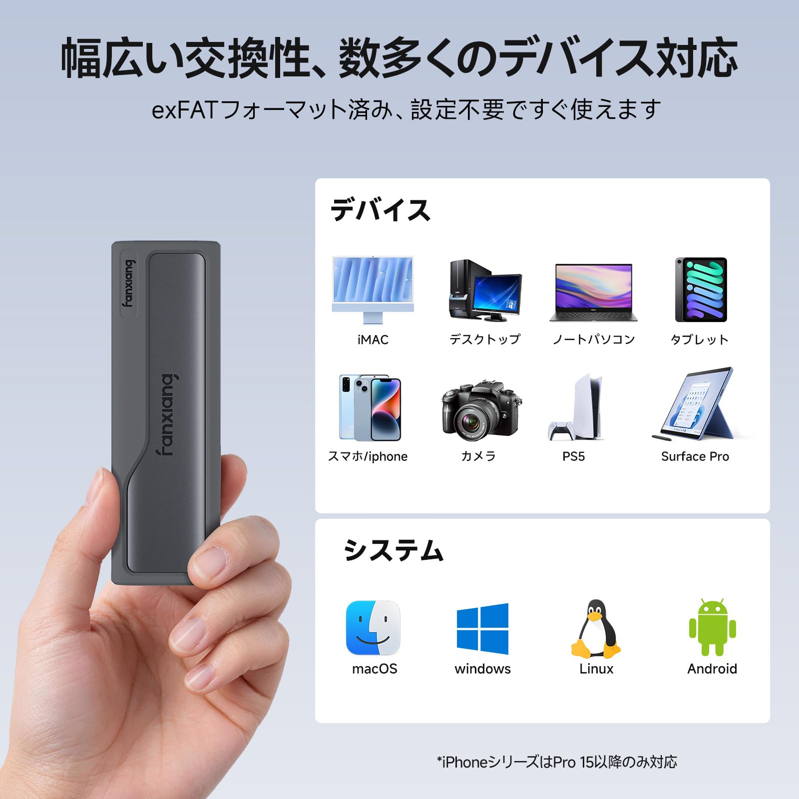 Amazon | Fanxiang 外付けSSD 1TB【耐衝撃シリコンカバー付き】最大
