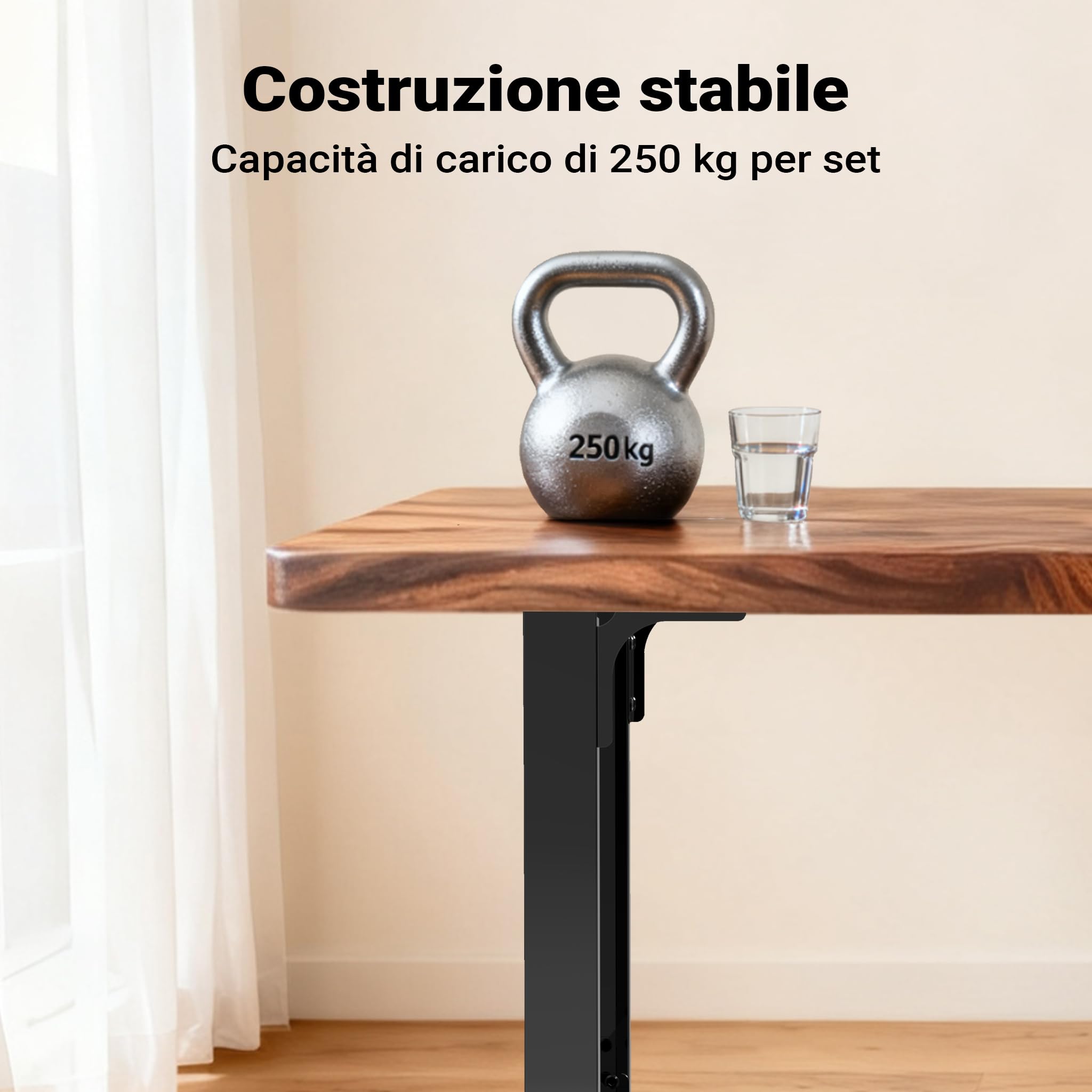 Wiltec Telaio base per tavolo 60x72 cm verniciato a polvere Gambe quadrate tavolino