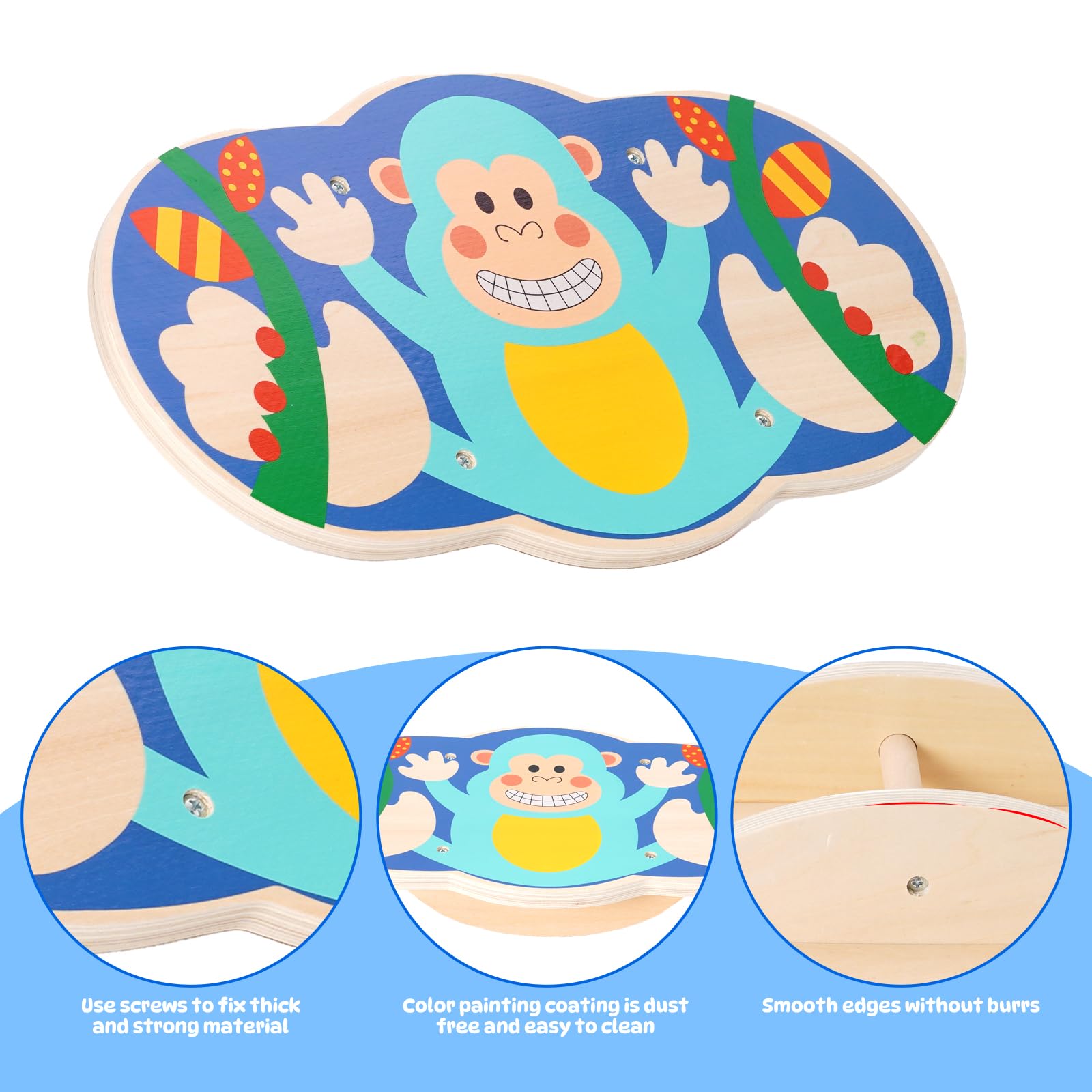 Balance Board Kinder, Wackelbrett, Balancieren Kinder Indoor, Fördert Gleichgewichtssinn und Konzentration, Affenmuster