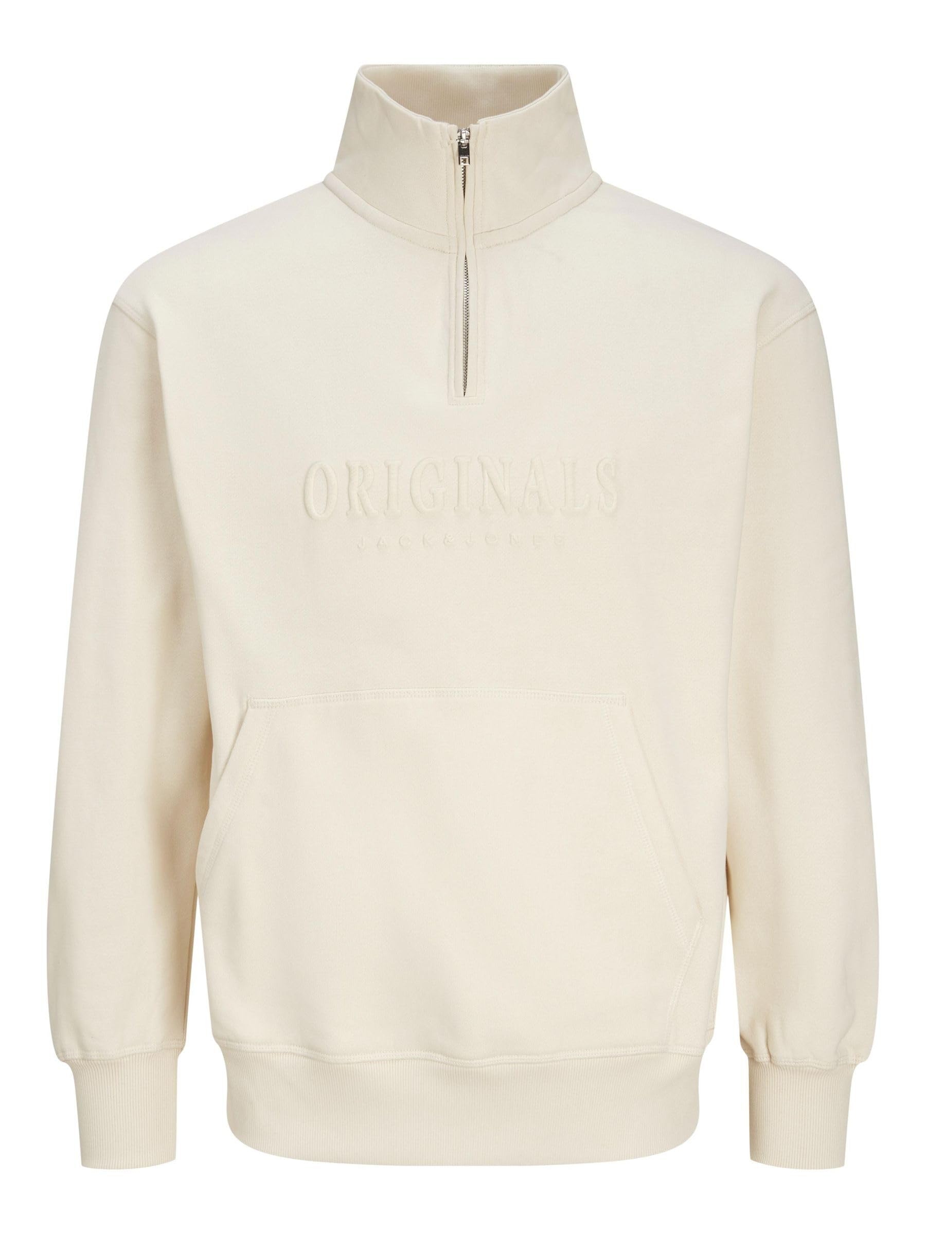 Jack & Jones Men's Antique White Jorfrederiksberg Sweat Quarter Zip Sn Sweatshirt, M