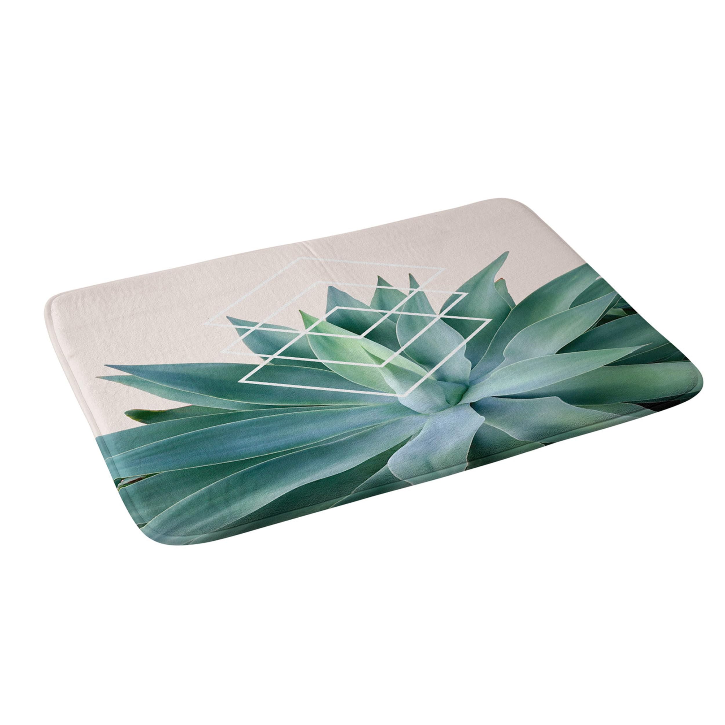 Society6 Bath Mat - Bathroom Decor by Gale Switzer - Non-Slip Memory Foam Bathroom Rugs, Soft Microfiber, Machine Washable, 17" x 24", Agave Geometrics Pink