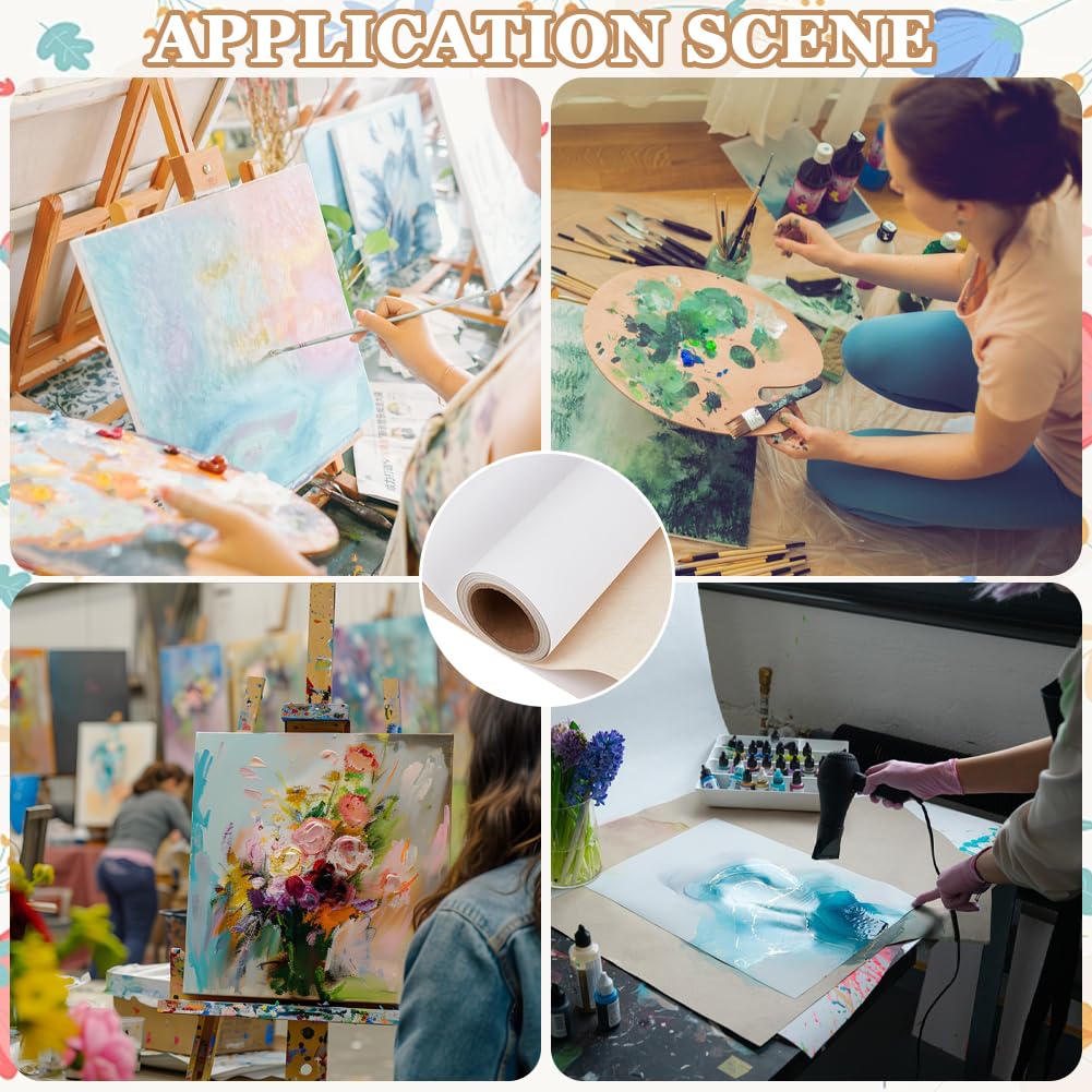 GORGECRAFT 5 m Lange Leinenleinwandrolle 28cm Breit Weißer Stoff Handgrundiert Mittlere Textur Geeignet Für Öl Und Acrylfarben Künstler Leinwandrollen Zum Malen Für DIY Kunstprojekte Bastelarbeiten