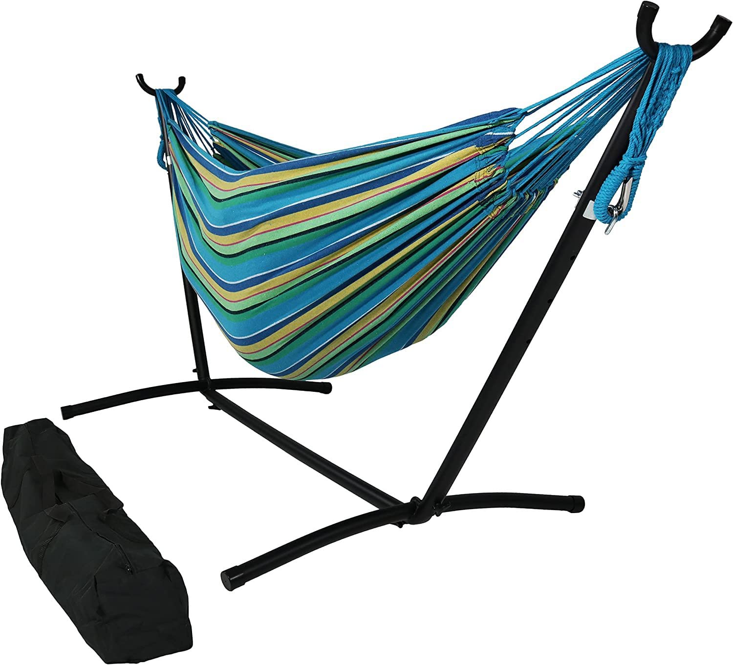 2-Person Premium Hammock with Steel Stand- 60" Large Hammock Bed- Heavy Duty 450lbs Portable Hammock w/Carrying Case - For Garden Yard Patio Outdoor Camping - Washable