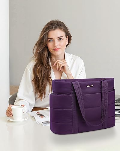 Miniatura 9 de LOVEVOOK Tote Bag for Women, Large Puffer Work Tote Laptop Bag, Lightweight Travel Tote Bag with Zipper Gifts for Women