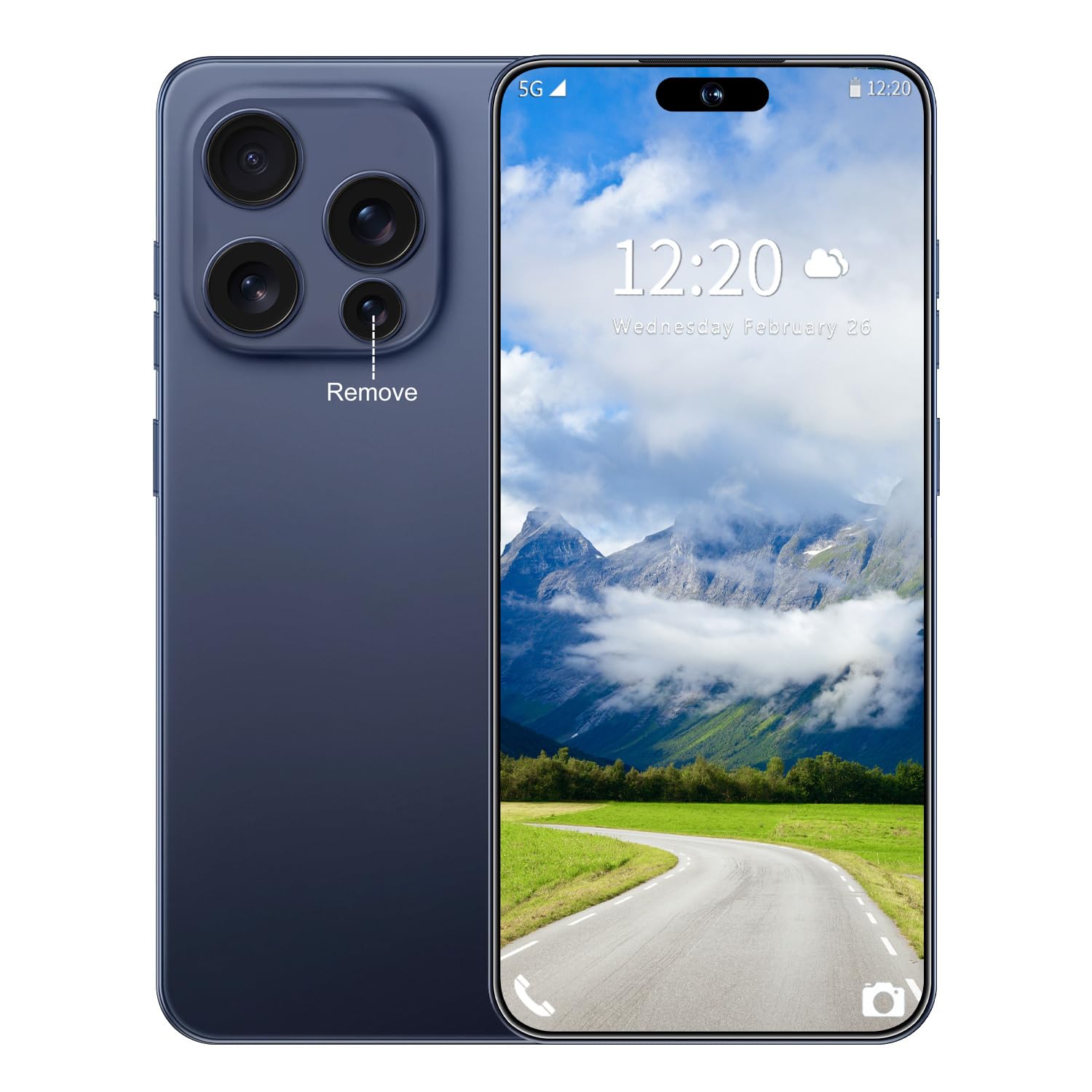 I16 PM 12+512GB Smartphone Unlocked Cell Phone,6.99" HD Screen Android 14 Battery 7000mAh Unlocked Phone,Face ID/Fingerprint Button Unlock/Photos/Dual SIM/5G/GPS (Deep Blue, 12+512)