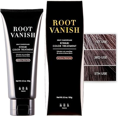 Kiwabi Color-Depositing Treatment for Gray Coverage – Subtle & Buildable Hair Gloss Color Benefit – Gradual, Semi Permanent Hair Color – Sulfate-Free, Ammonia-Free – 31 Botanical Extracts, Dark Brown