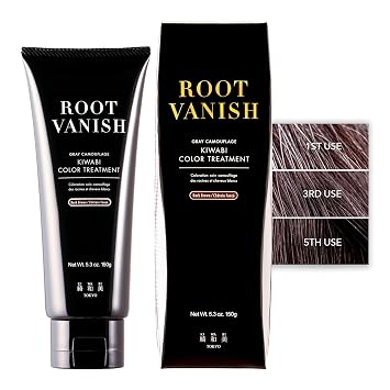Kiwabi Color-Depositing Treatment for Gray Coverage Subtle & Buildable Hair Gloss Color Benefit Gradual, Semi Permanent Hair Color Sulfate-Free, Ammonia-Free 31 Botanical Extracts, Dark Brown