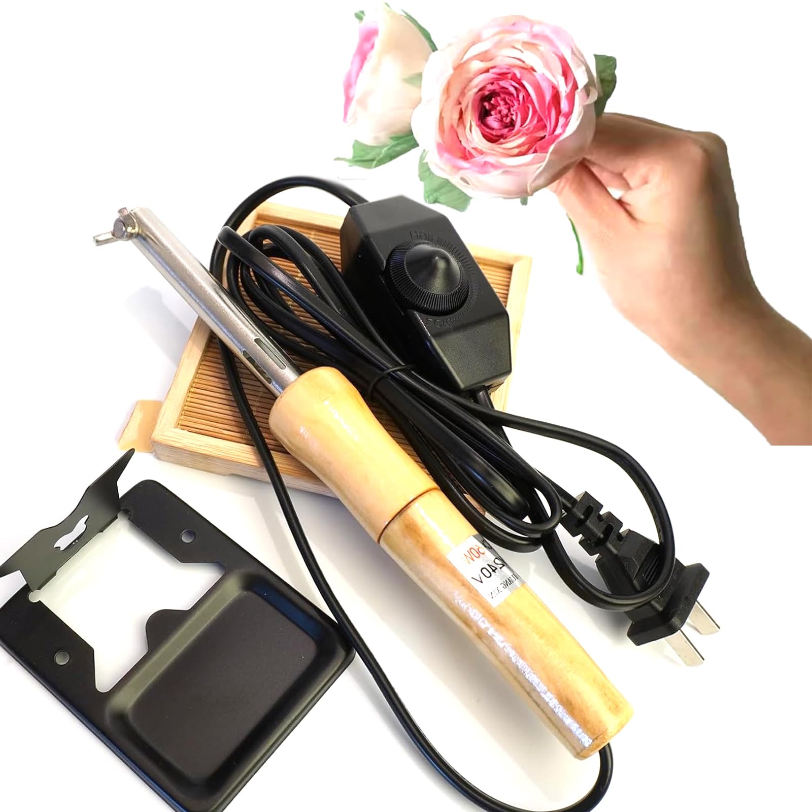 Yiustldd Kit Machine Électrique à Fleurs En Tissu – 18 Têtes Interchangeables, Température Réglable, Outil Bricolage Fleurs Artificielles