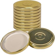Oputec Lot de 10 couvercles à visser TO 82 doré – Couvercle de rechange pour bocaux de conservation | Couvercle Twist Off hermétique et adapté à un usage alimentaire | Couvercles pour confiture